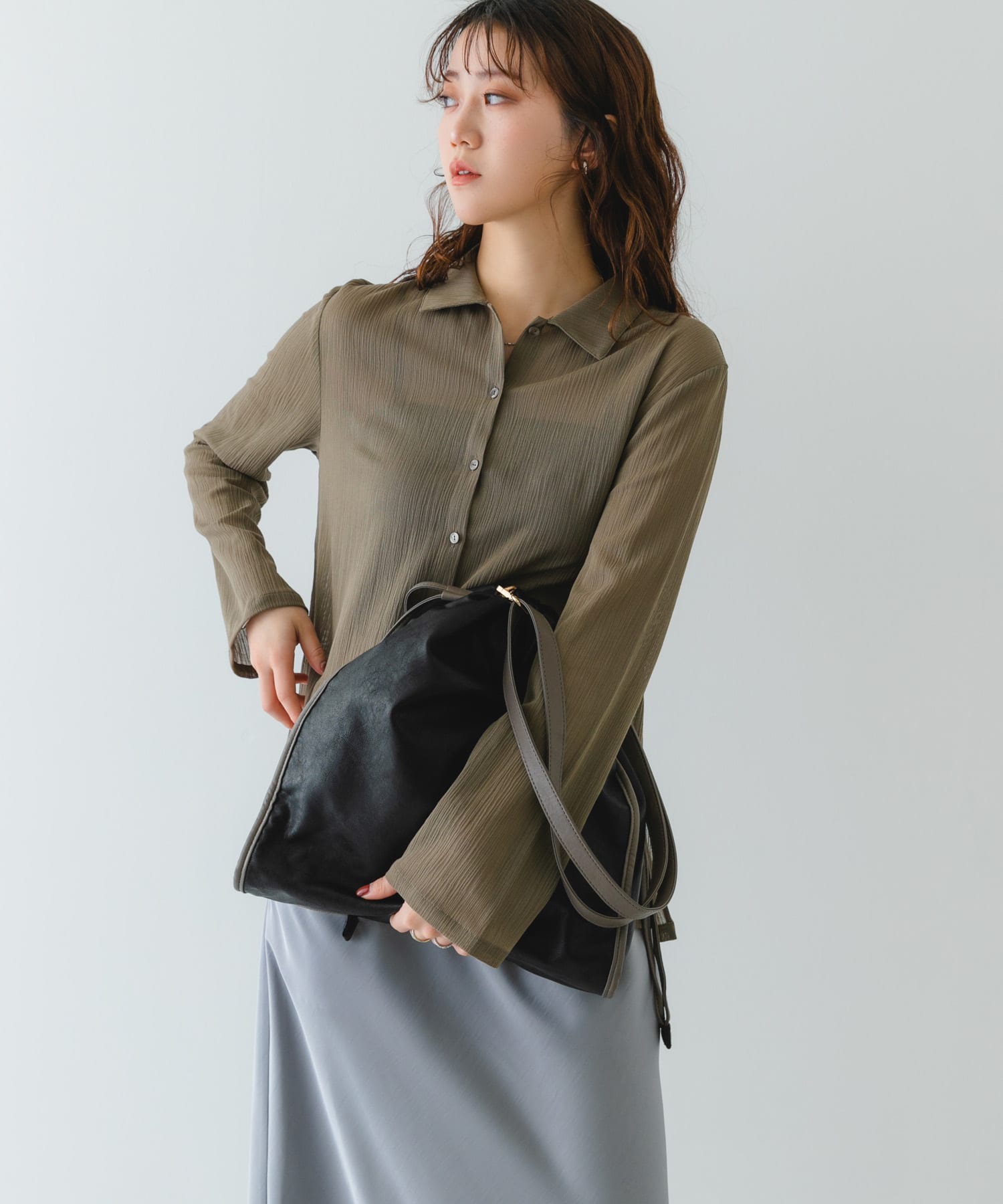 ウォッシャブルドロストショルダーバッグ BLACK one