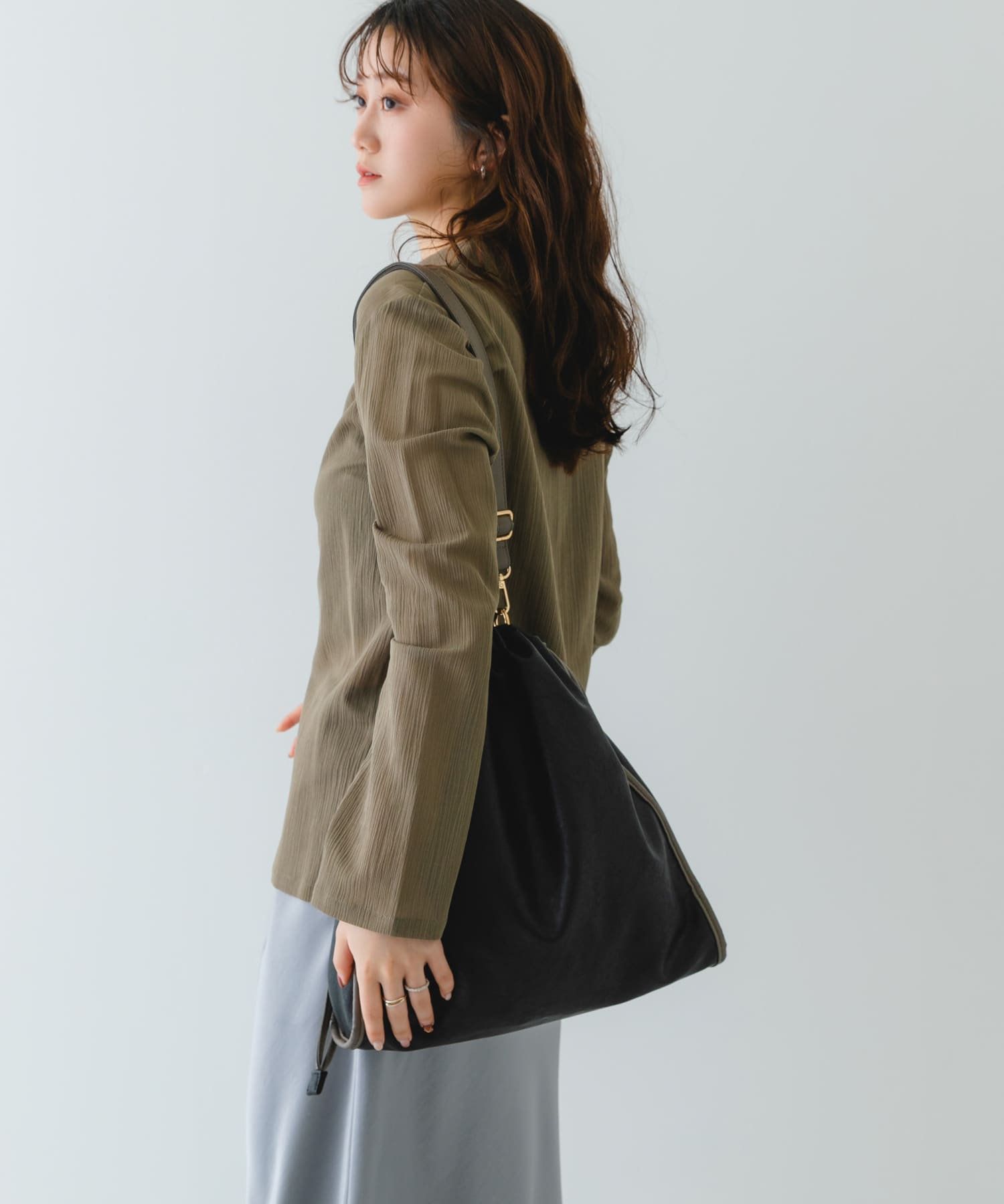 ウォッシャブルドロストショルダーバッグ BLACK one