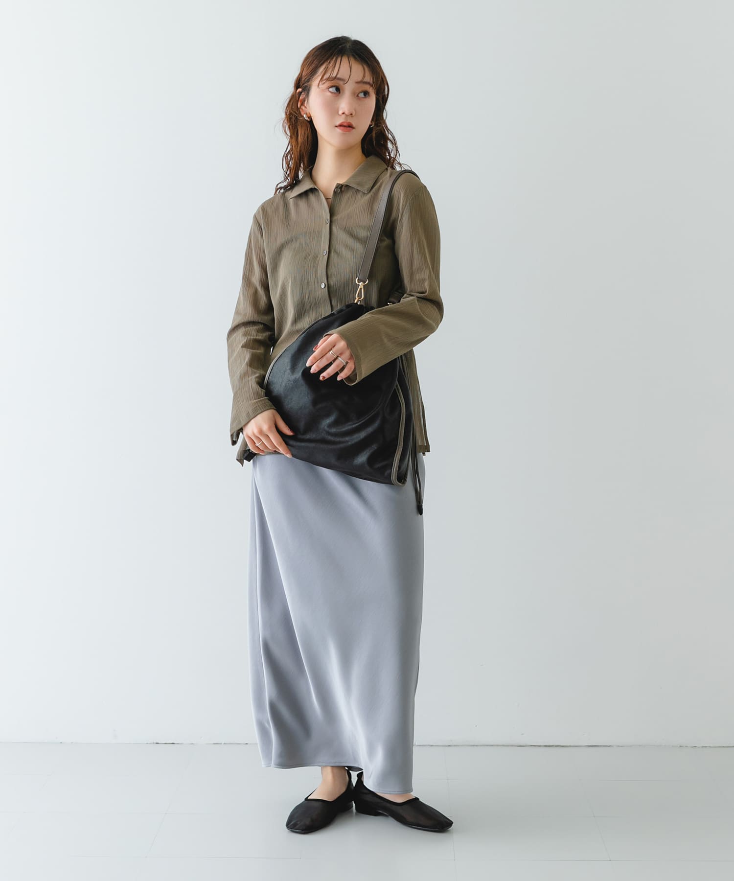 ウォッシャブルドロストショルダーバッグ BLACK one