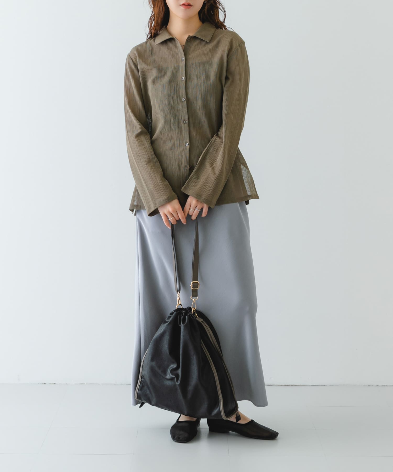 ウォッシャブルドロストショルダーバッグ BLACK one