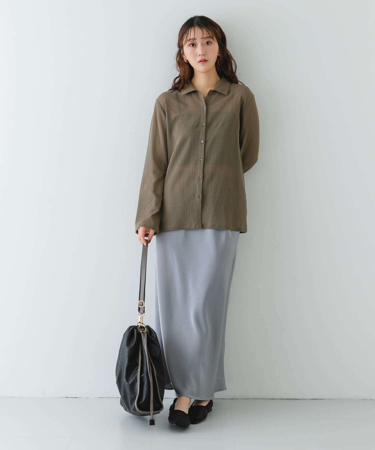 ウォッシャブルドロストショルダーバッグ BLACK one