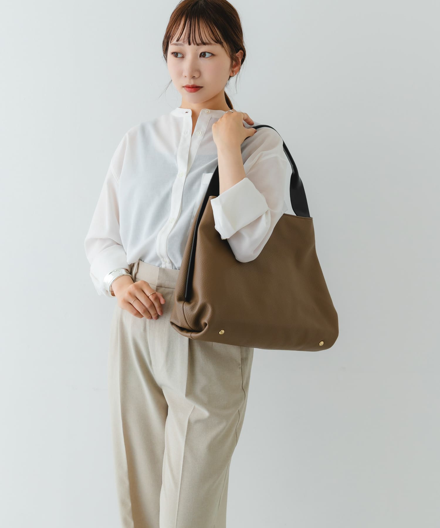 ワンハンドルサンカクトートバッグ MOCHA one