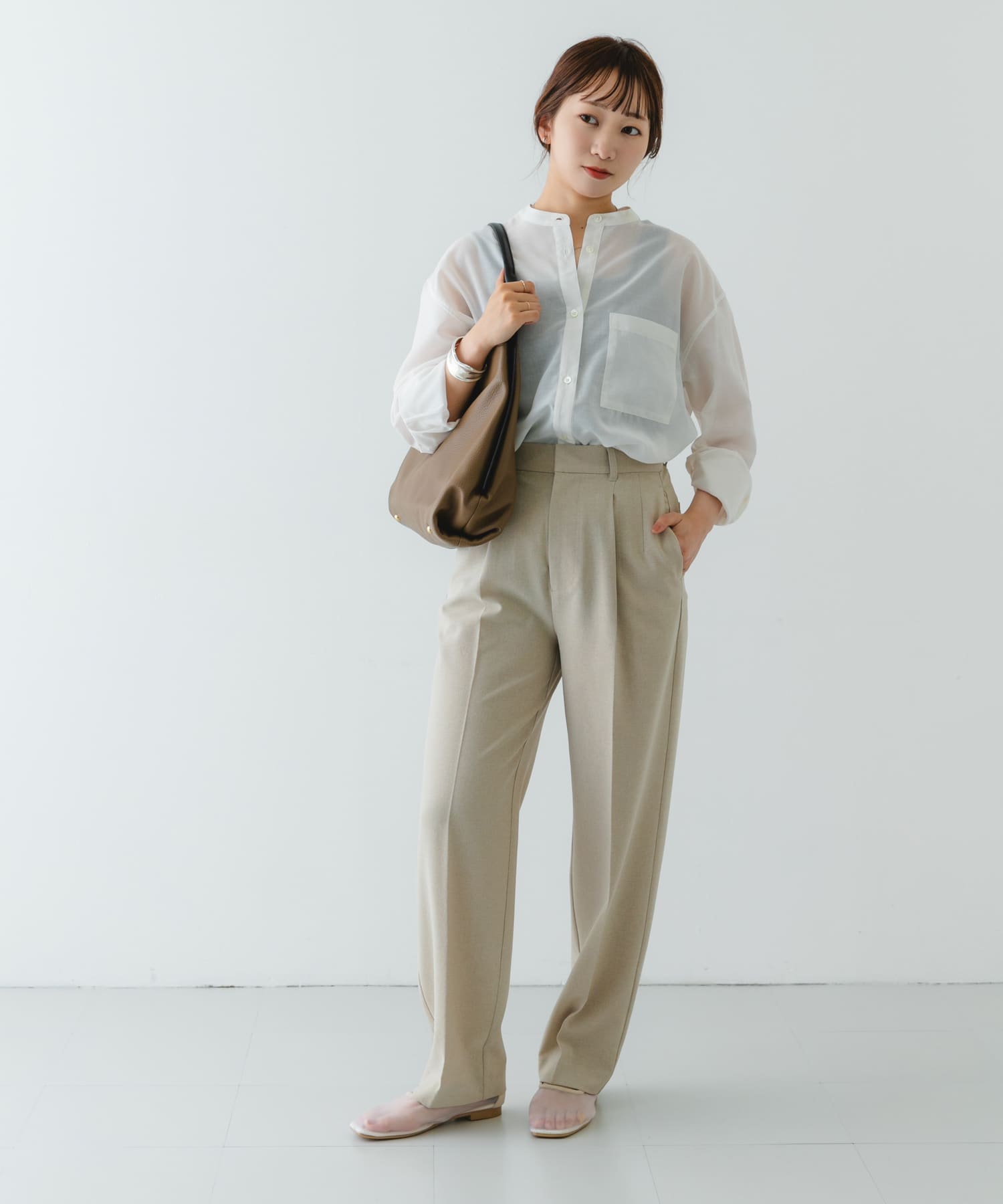 ワンハンドルサンカクトートバッグ MOCHA one