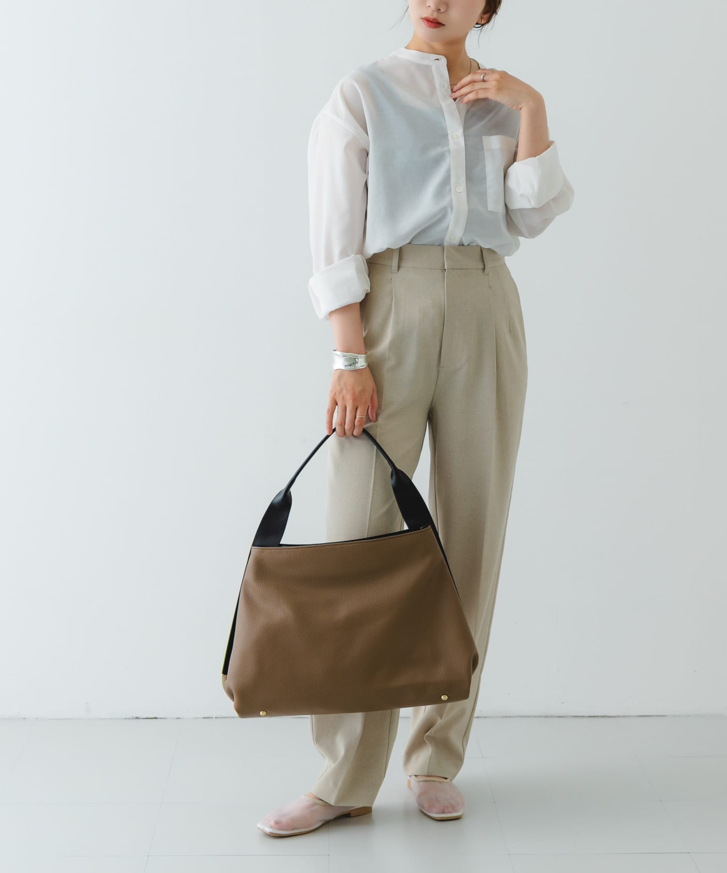 ワンハンドルサンカクトートバッグ MOCHA one