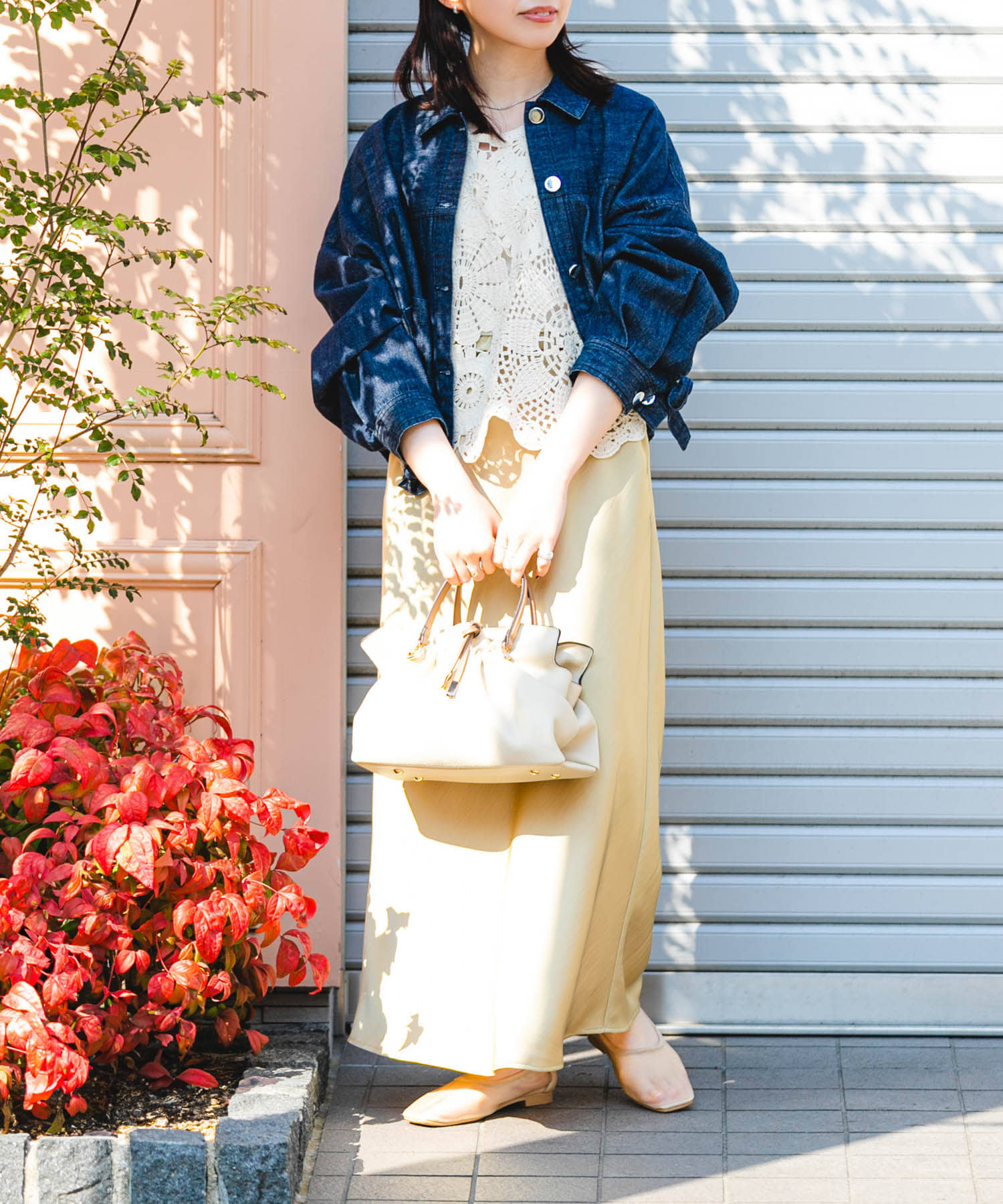ギャザータックバッグ IVORY one