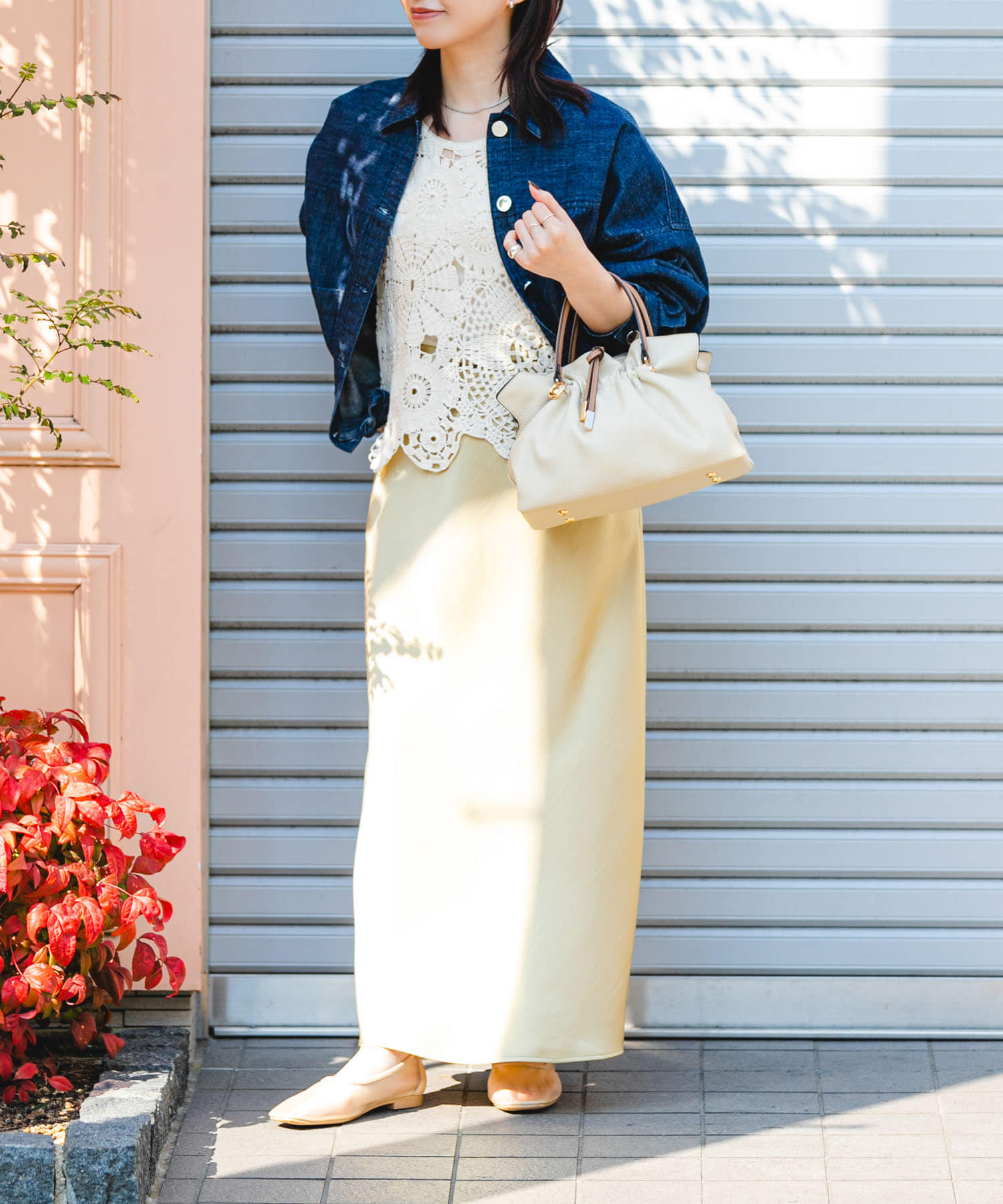ギャザータックバッグ IVORY one