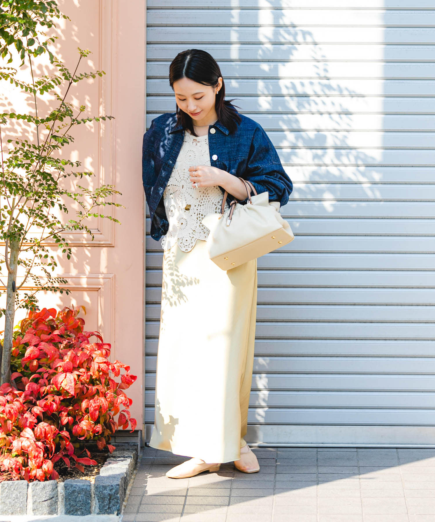 ギャザータックバッグ IVORY one