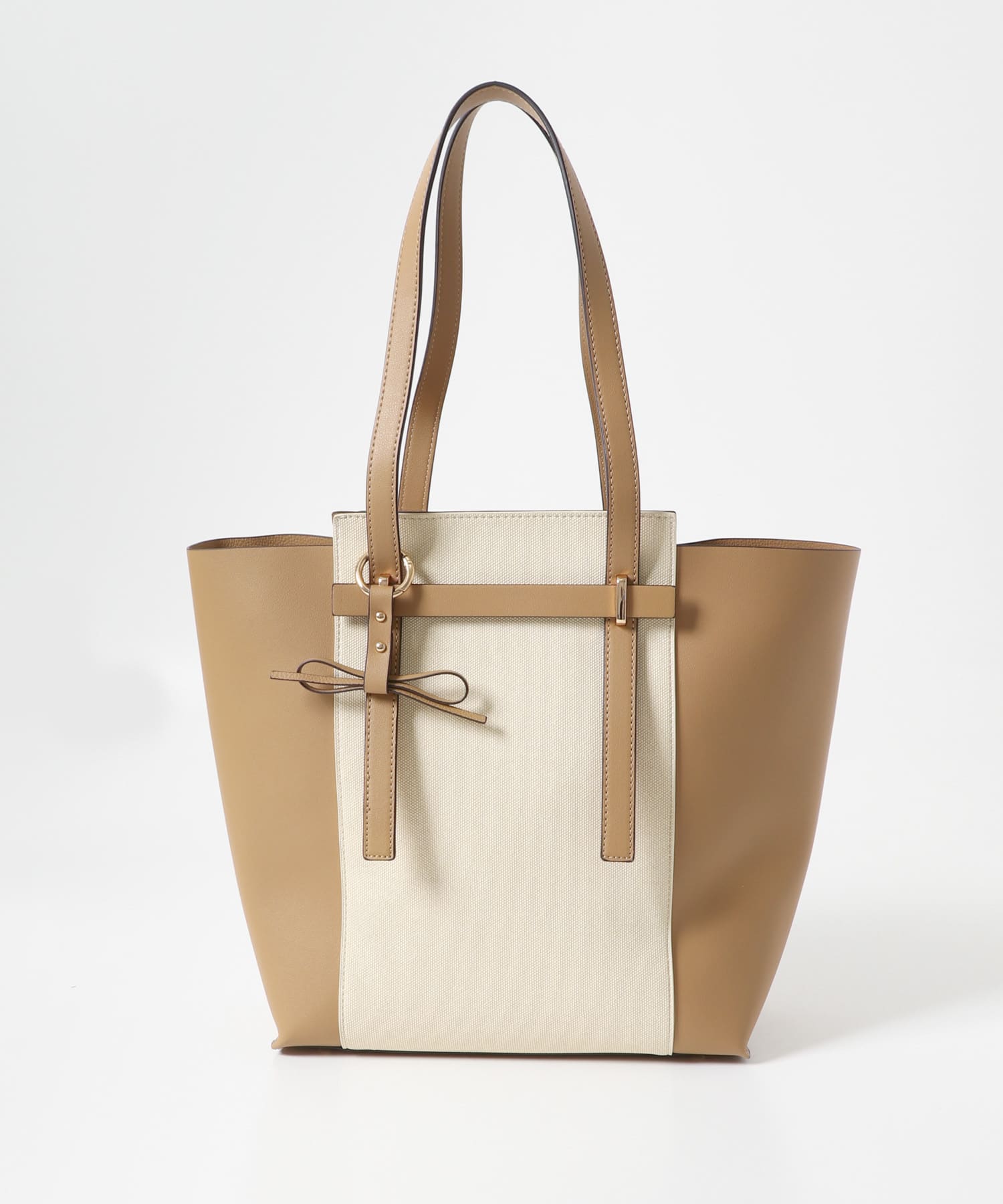 キャンバスライクチャームトートバッグ BEIGE one