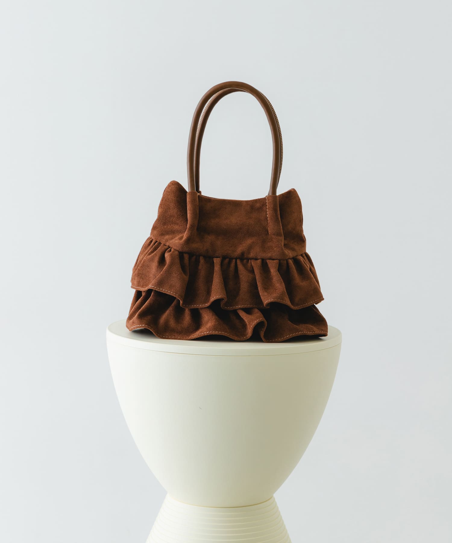 フリルショルダーハンドバッグ BROWN/S One
