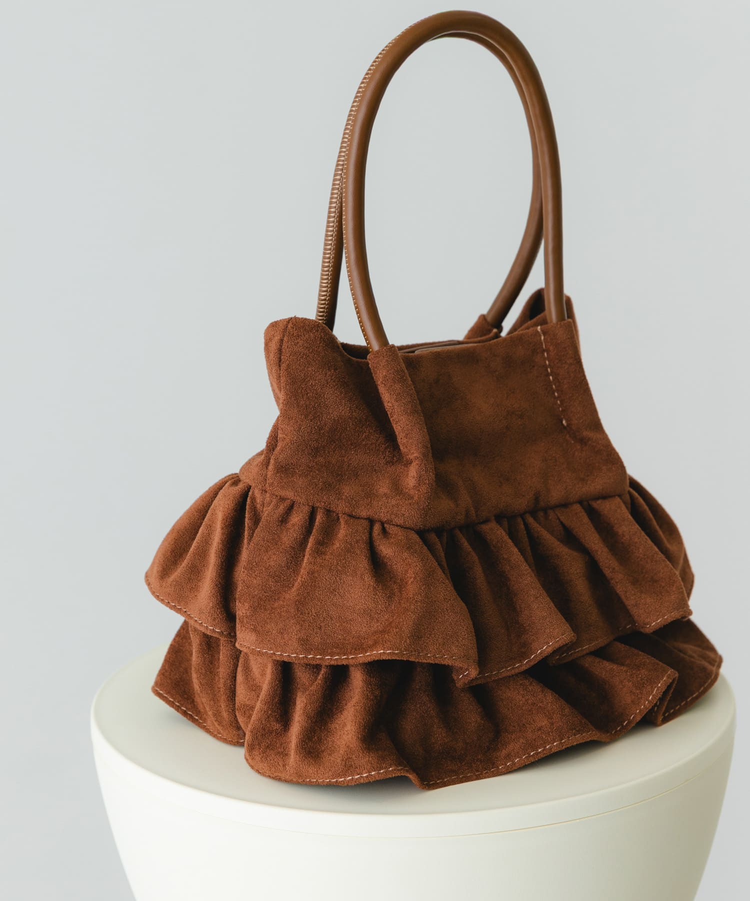 フリルショルダーハンドバッグ BROWN/S One