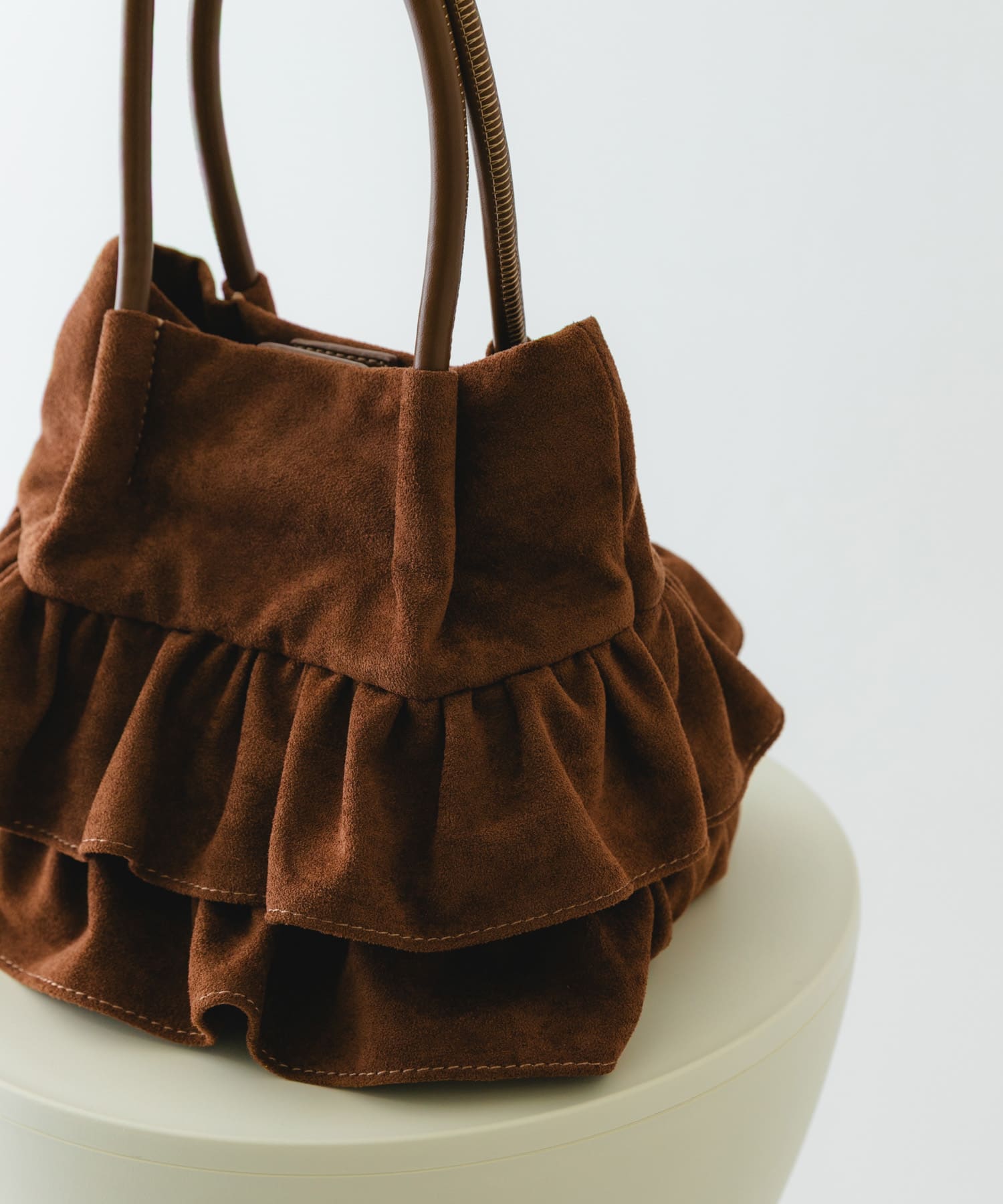 フリルショルダーハンドバッグ BROWN/S One