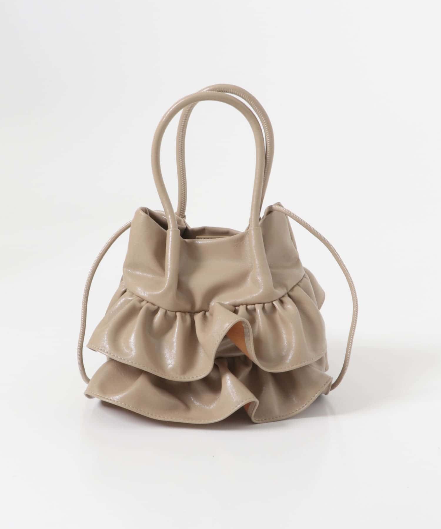 フリルショルダーハンドバッグ BEIGE One