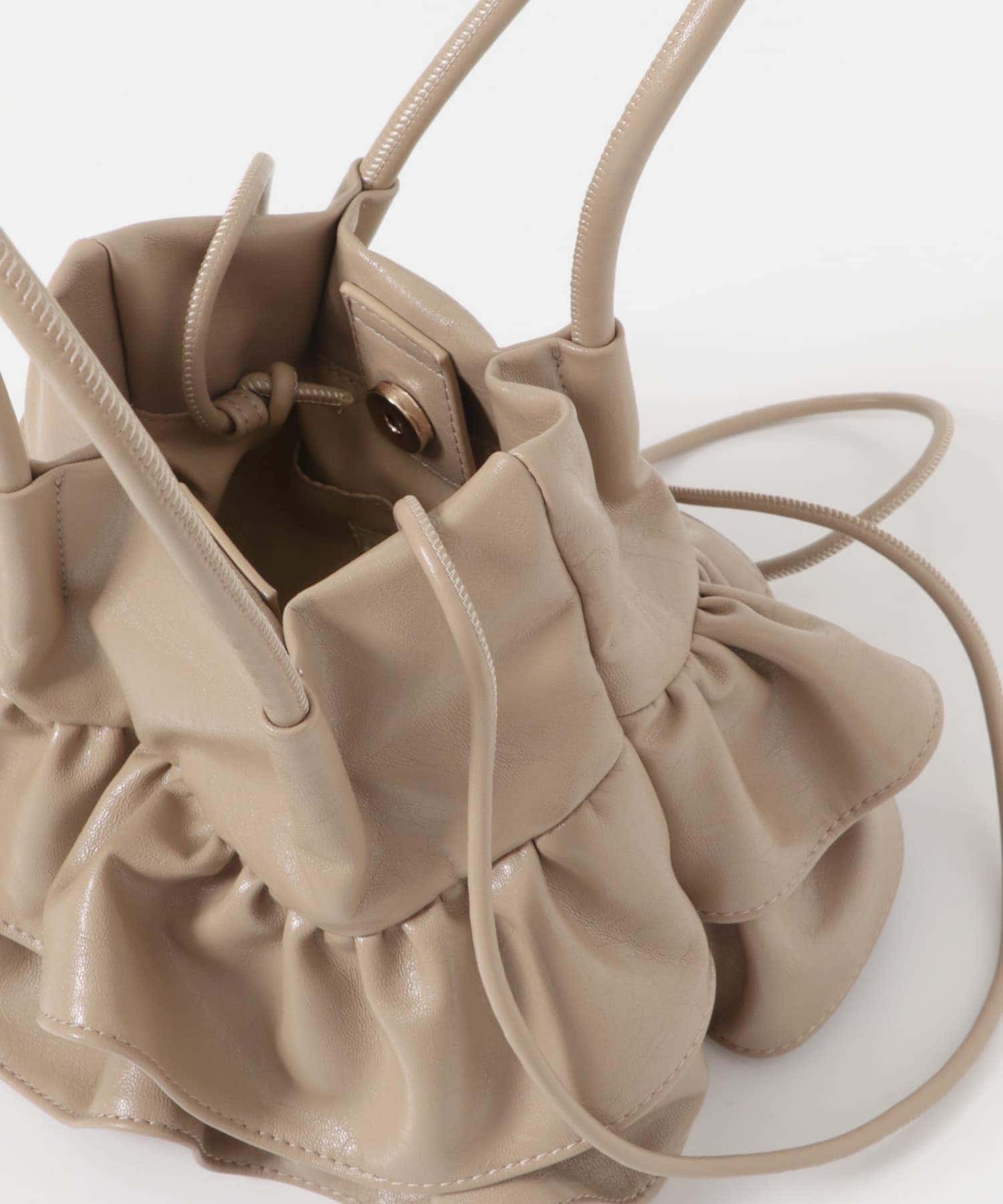 フリルショルダーハンドバッグ BEIGE One