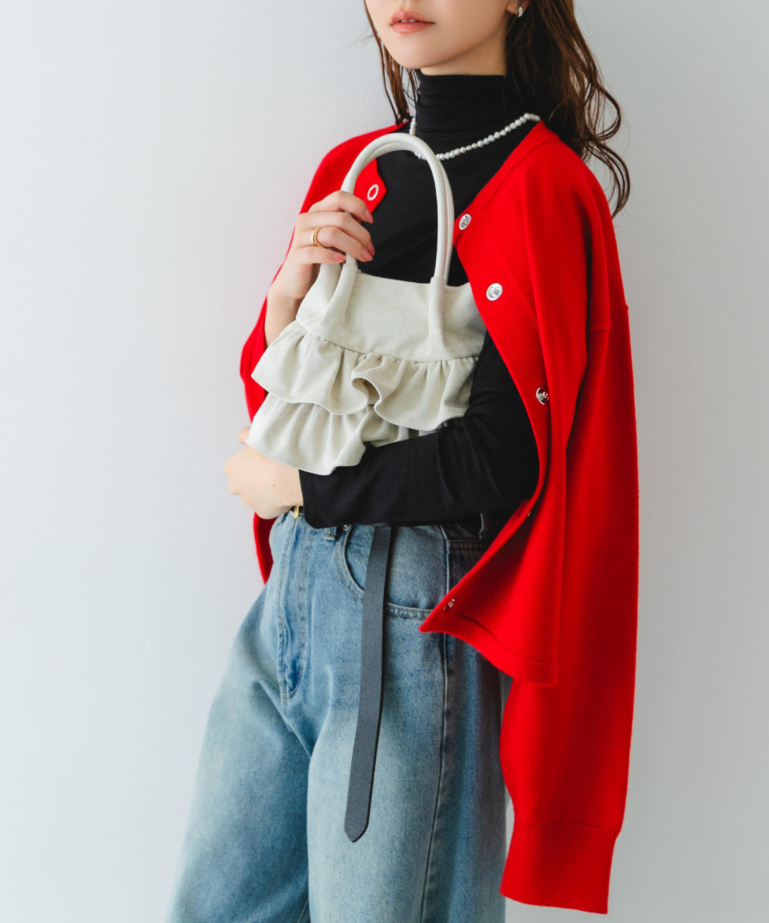 フリルショルダーハンドバッグ IVORY/S One