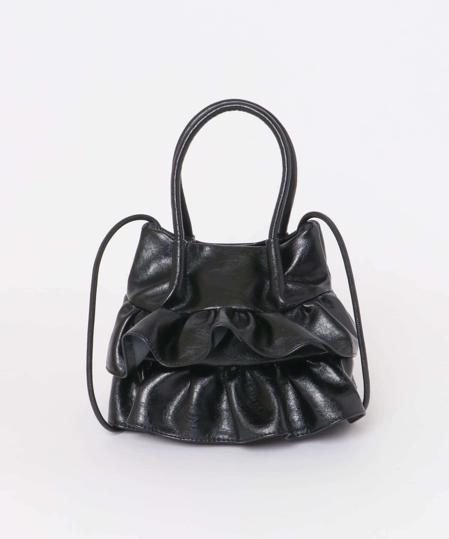 フリルショルダーハンドバッグ BLACK One
