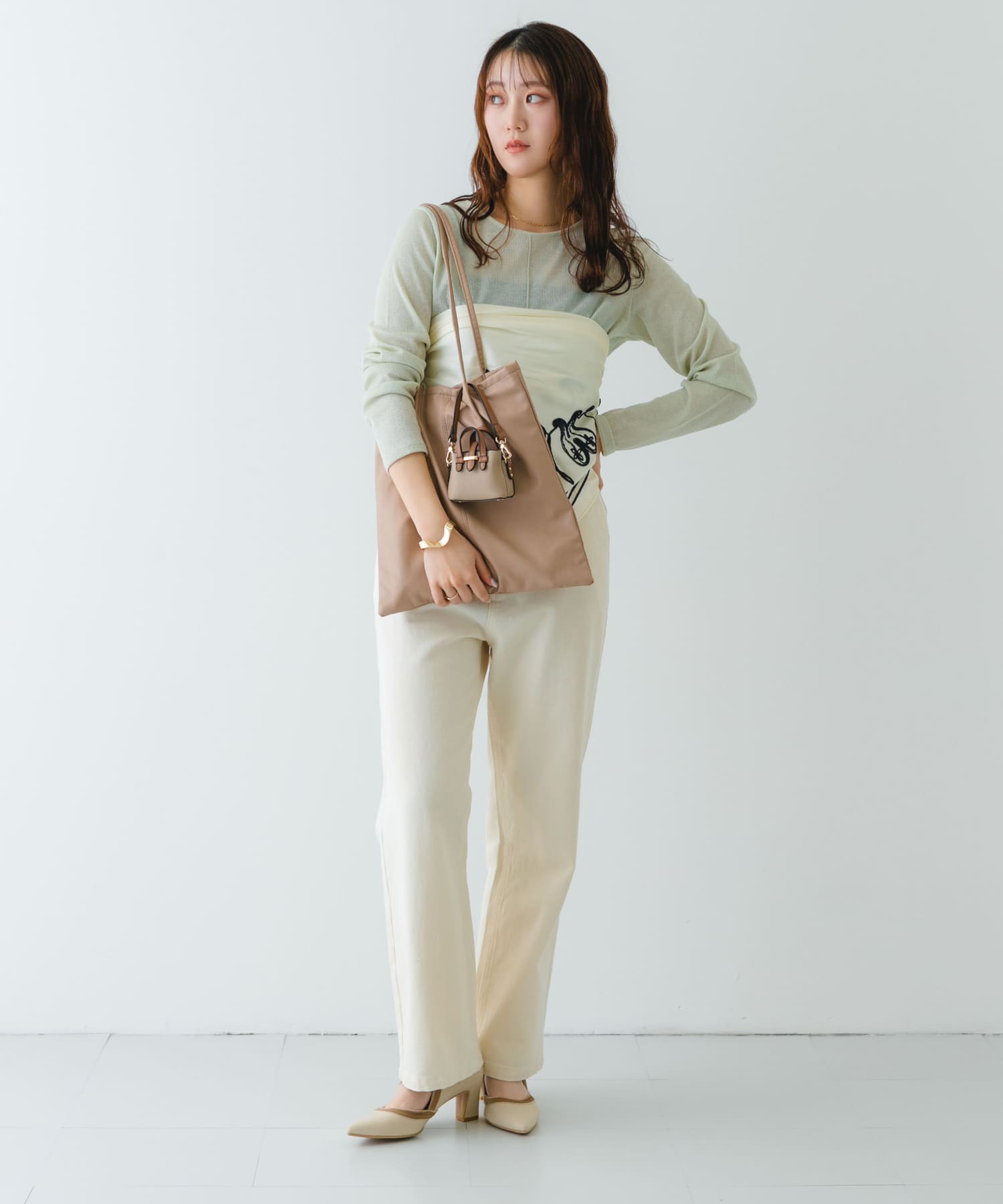 チェーンショルダーナノバッグ SAND BEIGE one