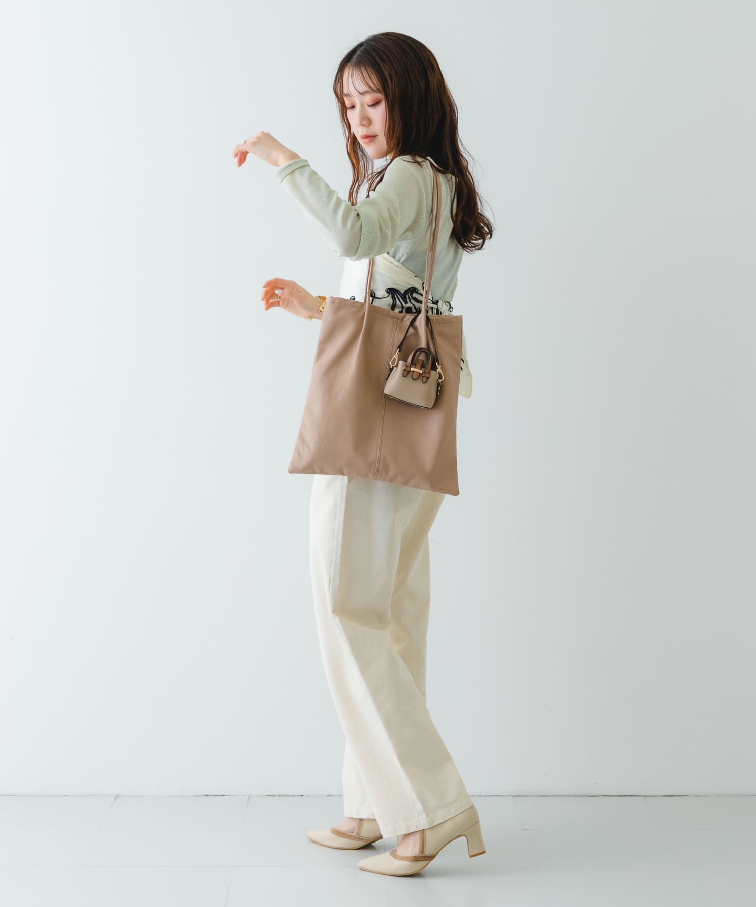 チェーンショルダーナノバッグ SAND BEIGE one