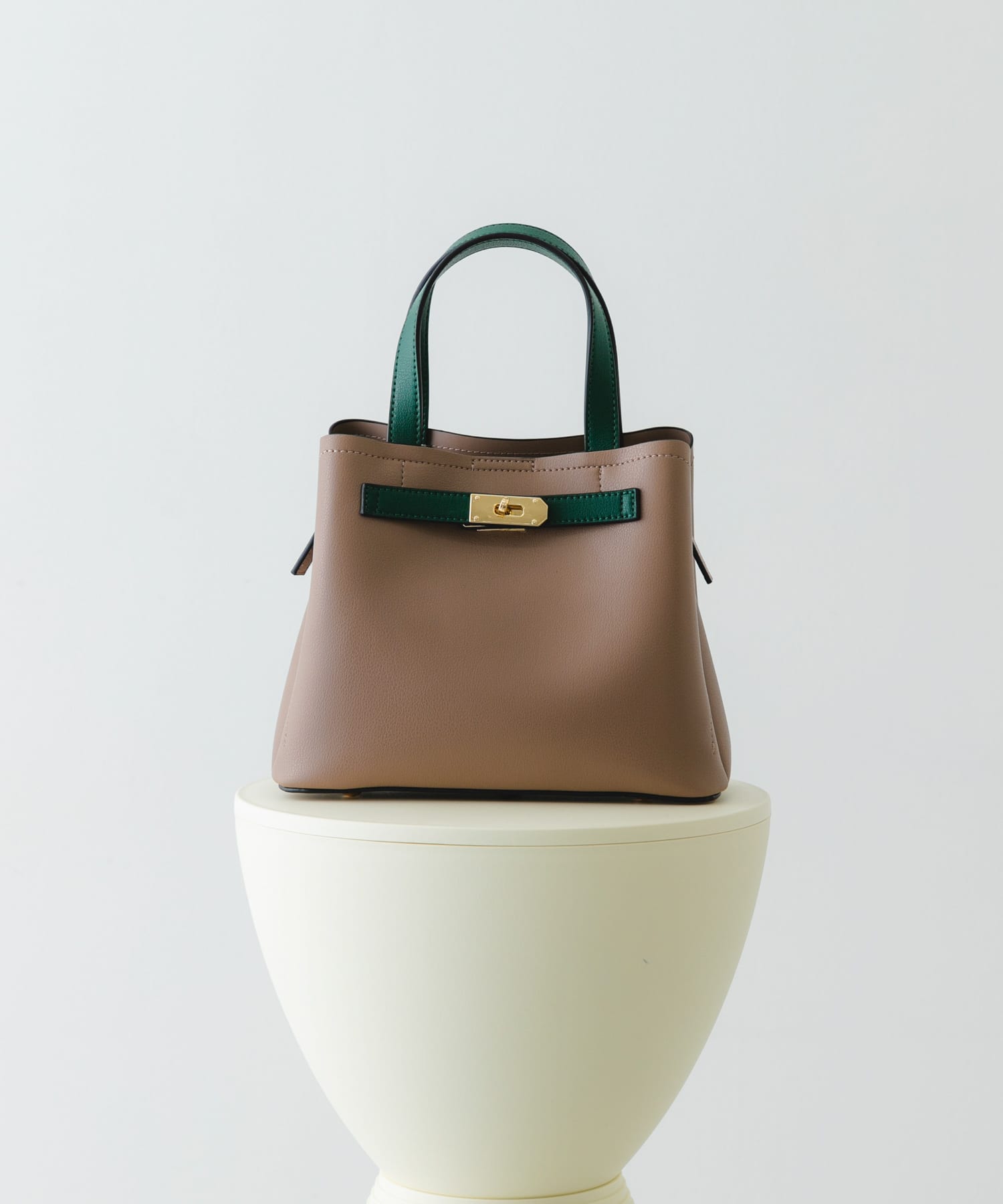 バイカラーベルトハンドバッグ TAUPE one