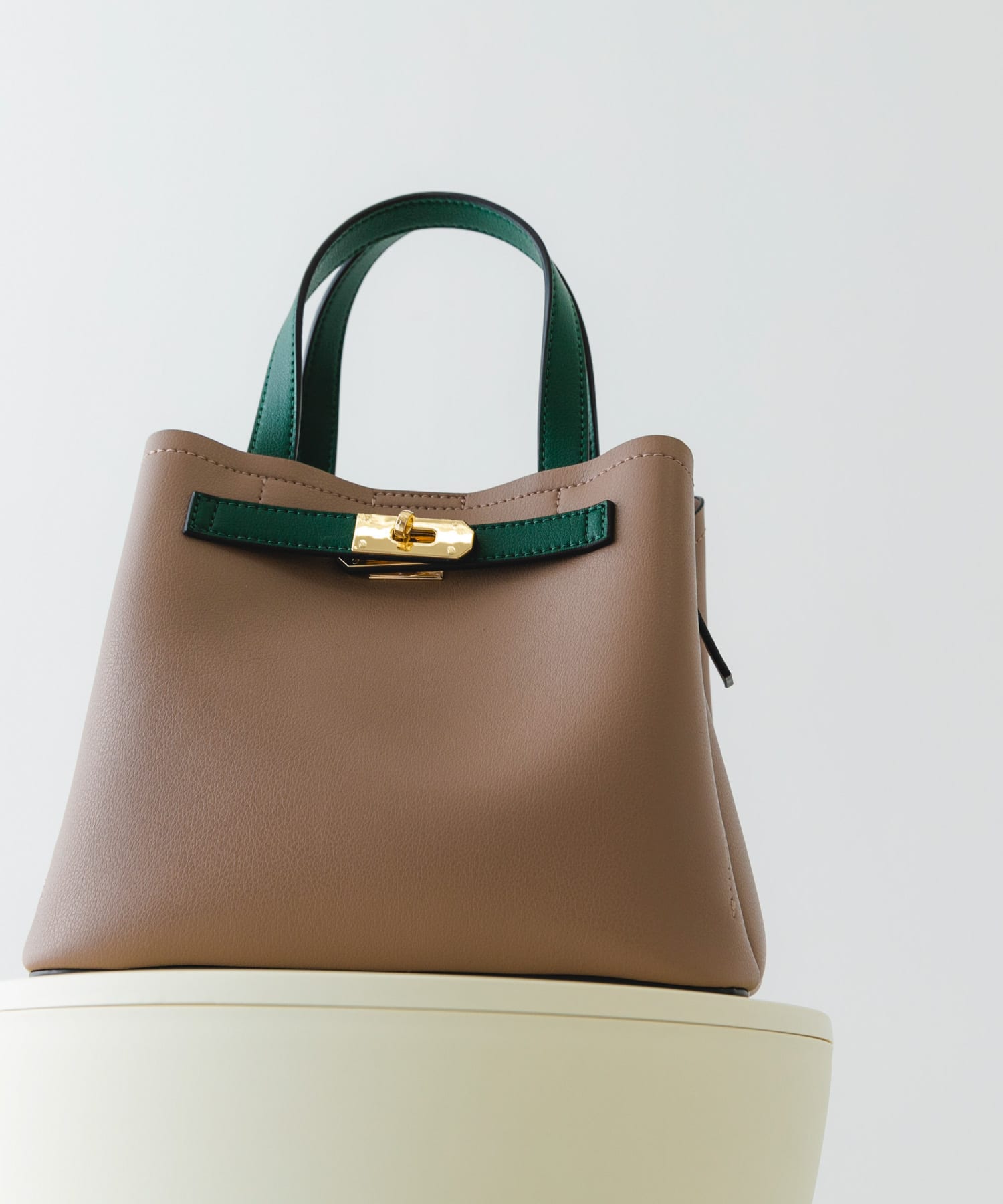 バイカラーベルトハンドバッグ TAUPE one