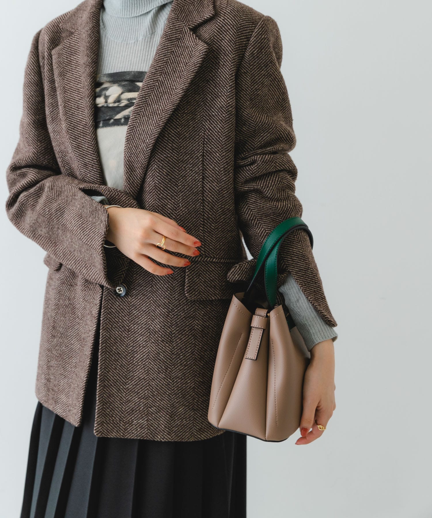 バイカラーベルトハンドバッグ TAUPE one