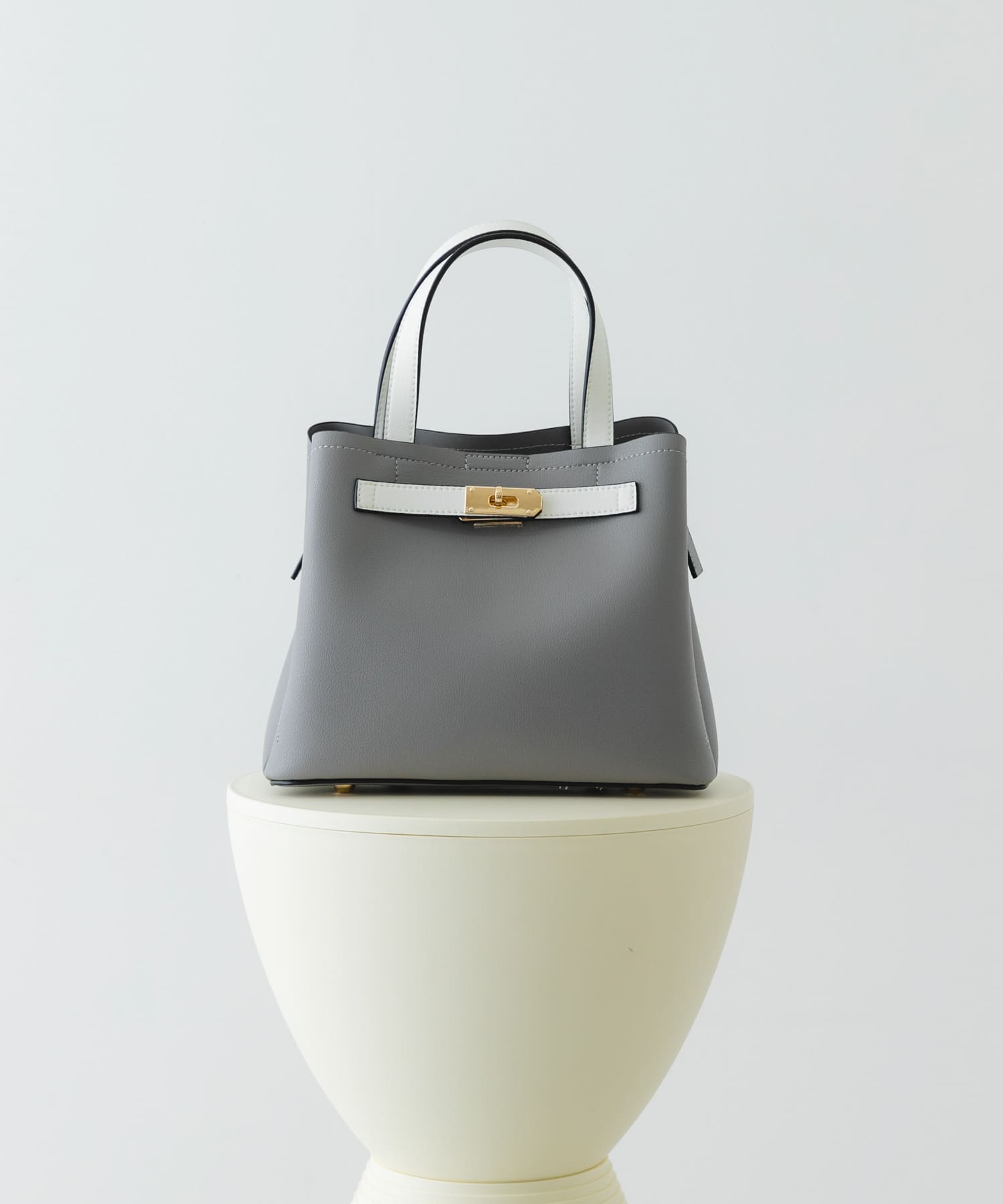 バイカラーベルトハンドバッグ GRAY one