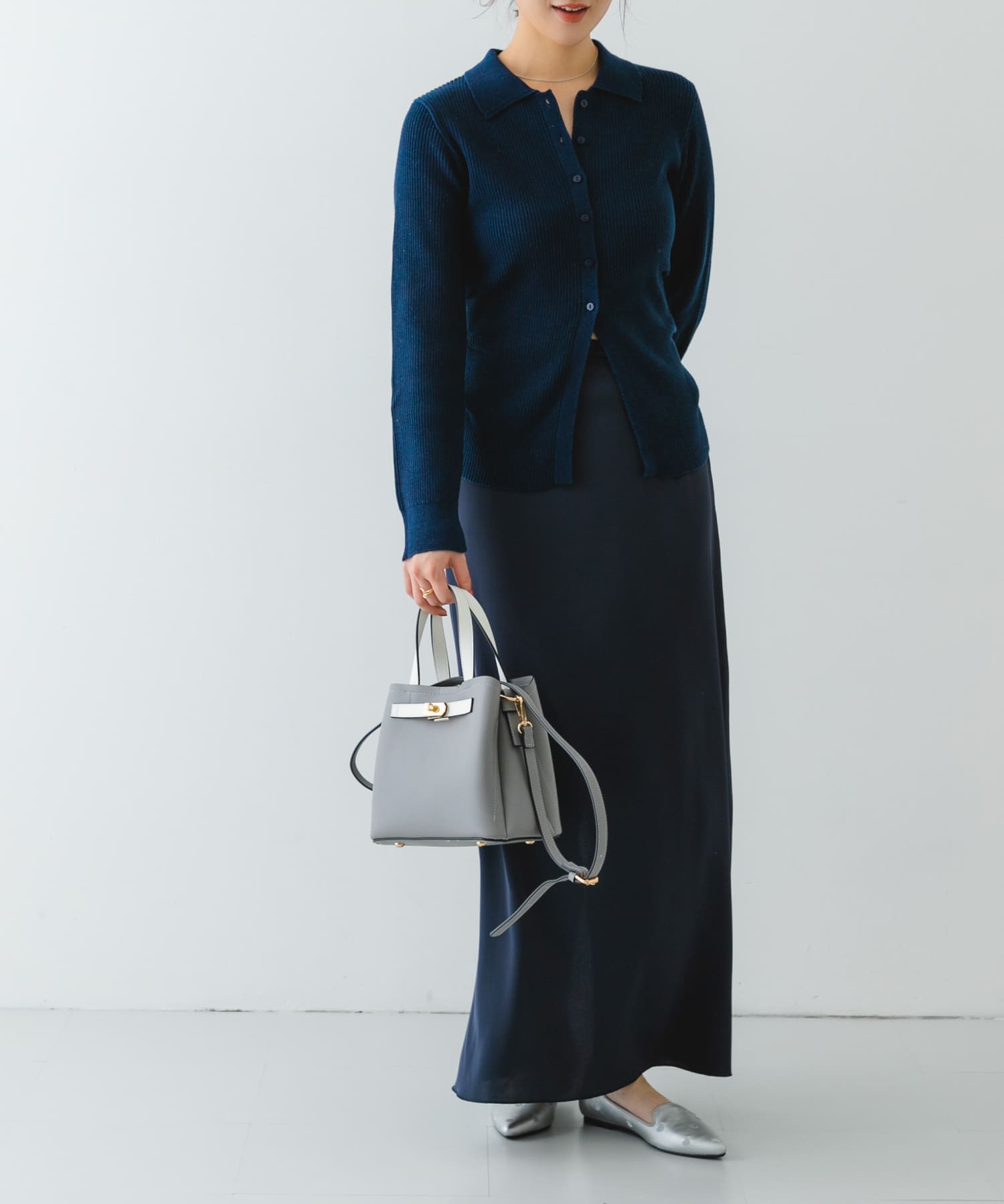 バイカラーベルトハンドバッグ GRAY one