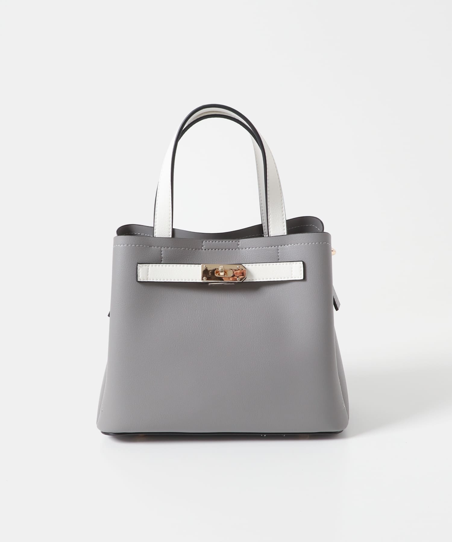 バイカラーベルトハンドバッグ GRAY one