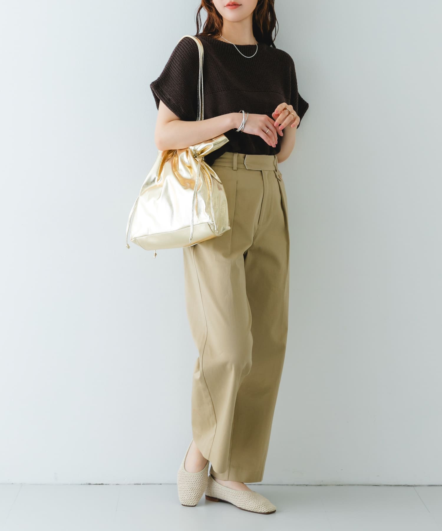 メタリックドロストトートバッグ GOLD one