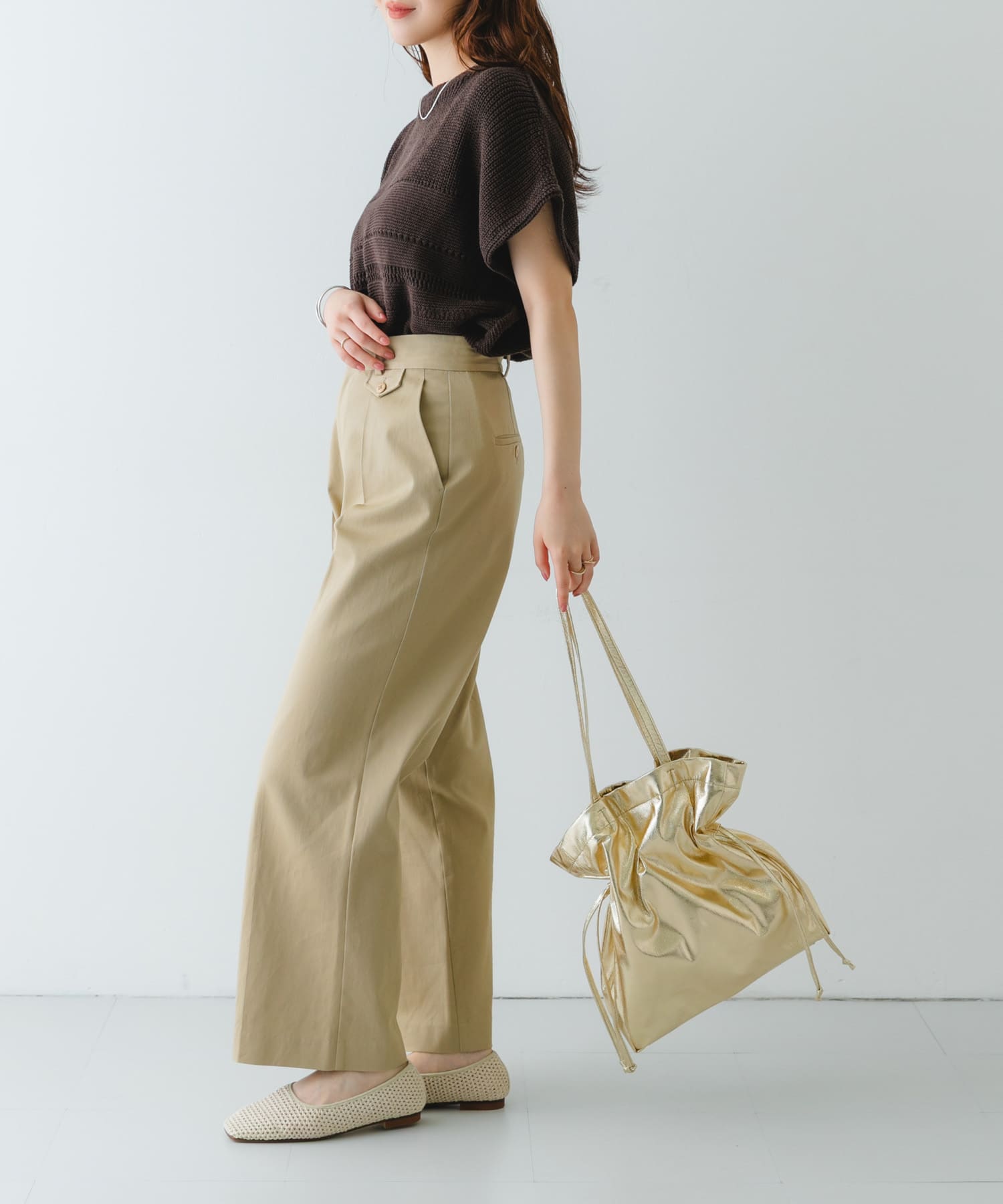 メタリックドロストトートバッグ GOLD one