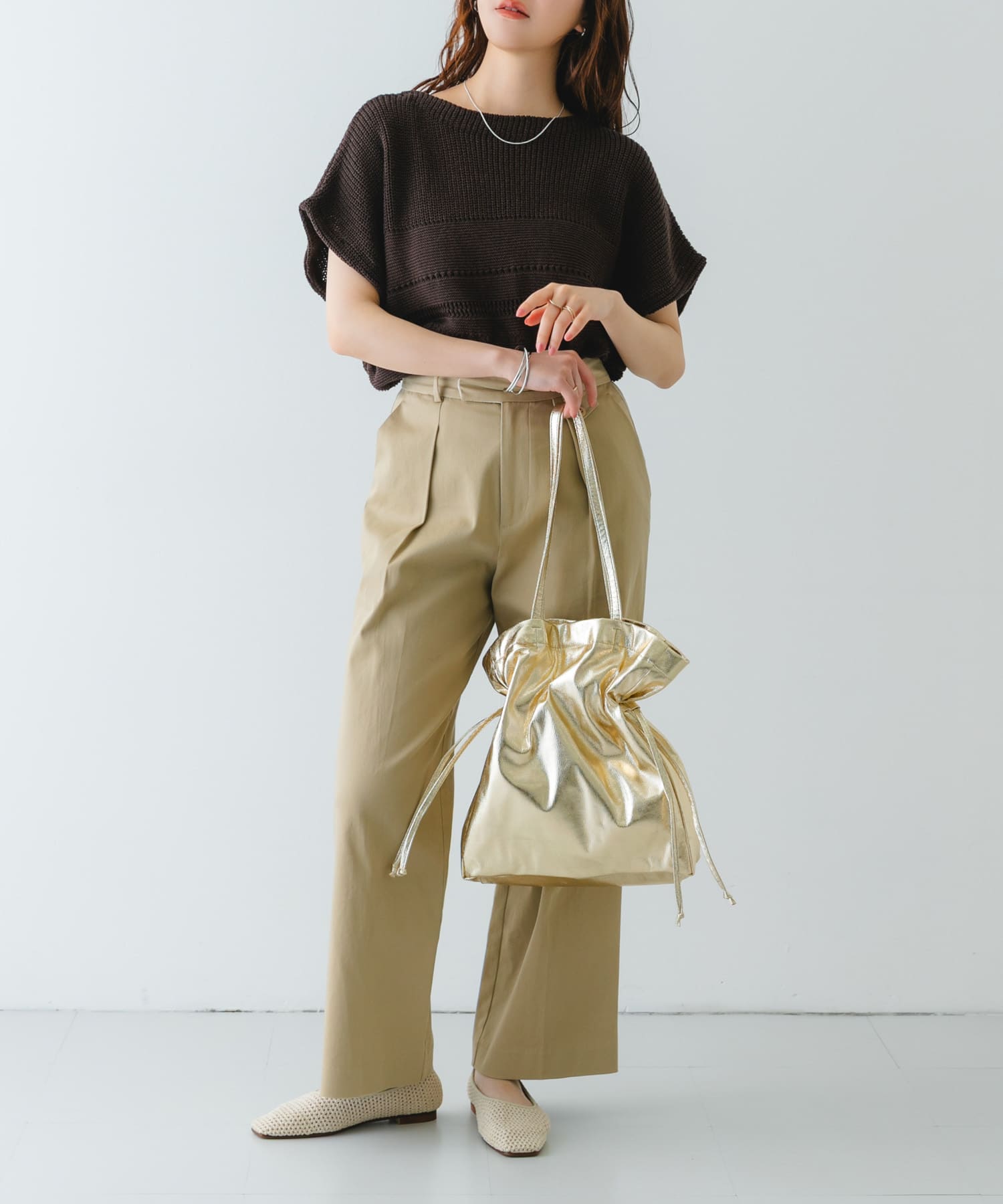 メタリックドロストトートバッグ GOLD one