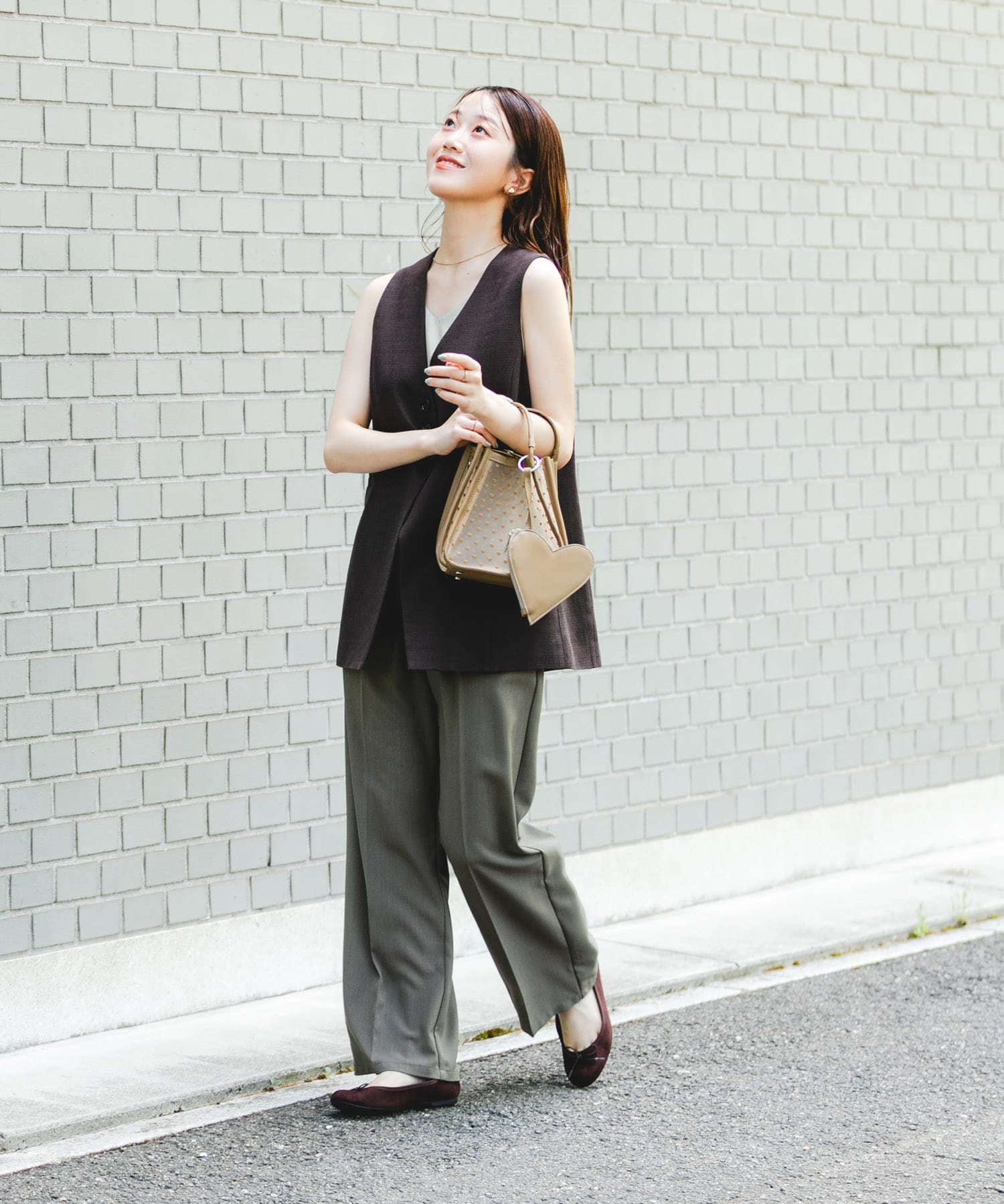 ハートシアーハンドバッグ BEIGE one