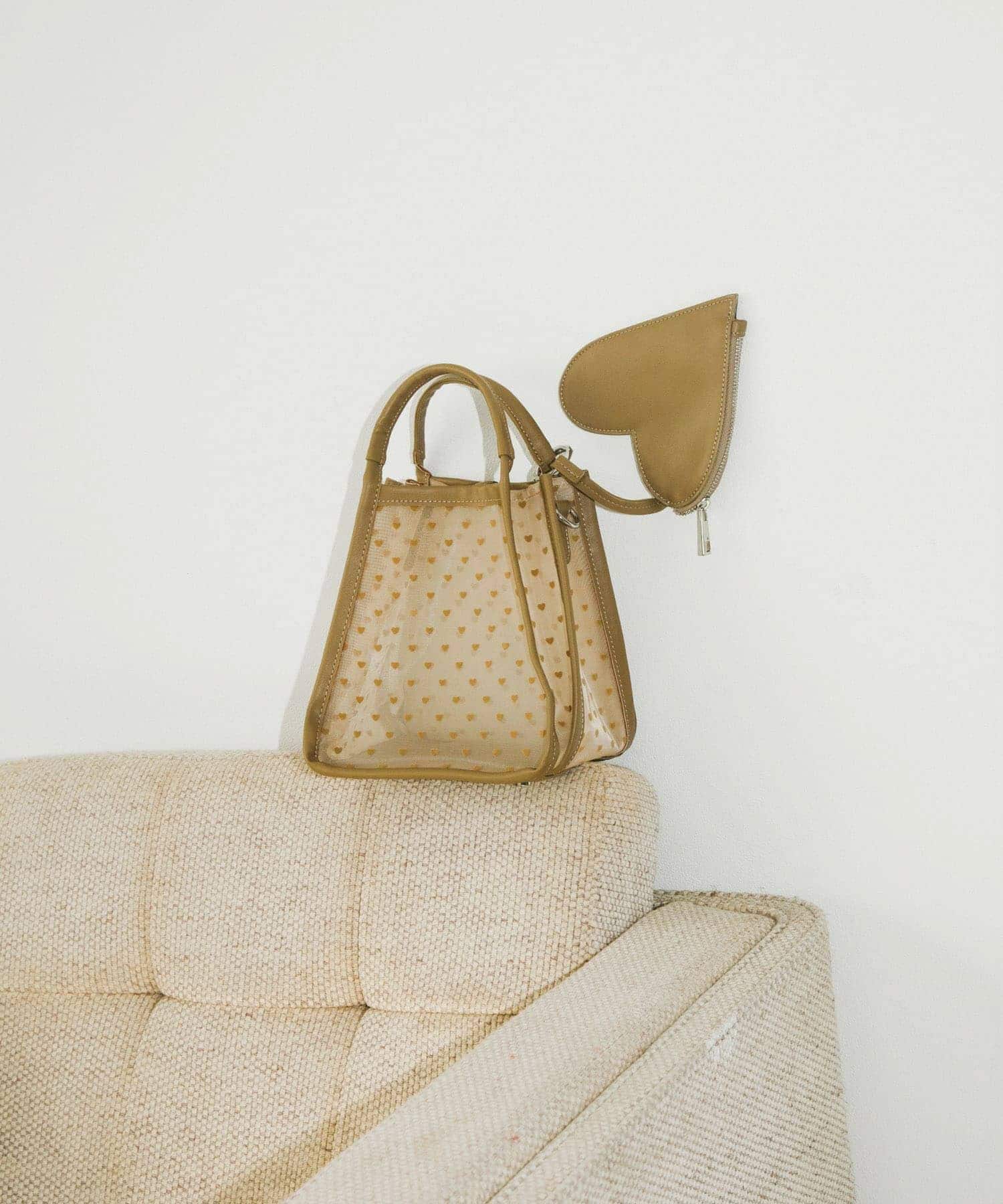 ハートシアーハンドバッグ BEIGE one