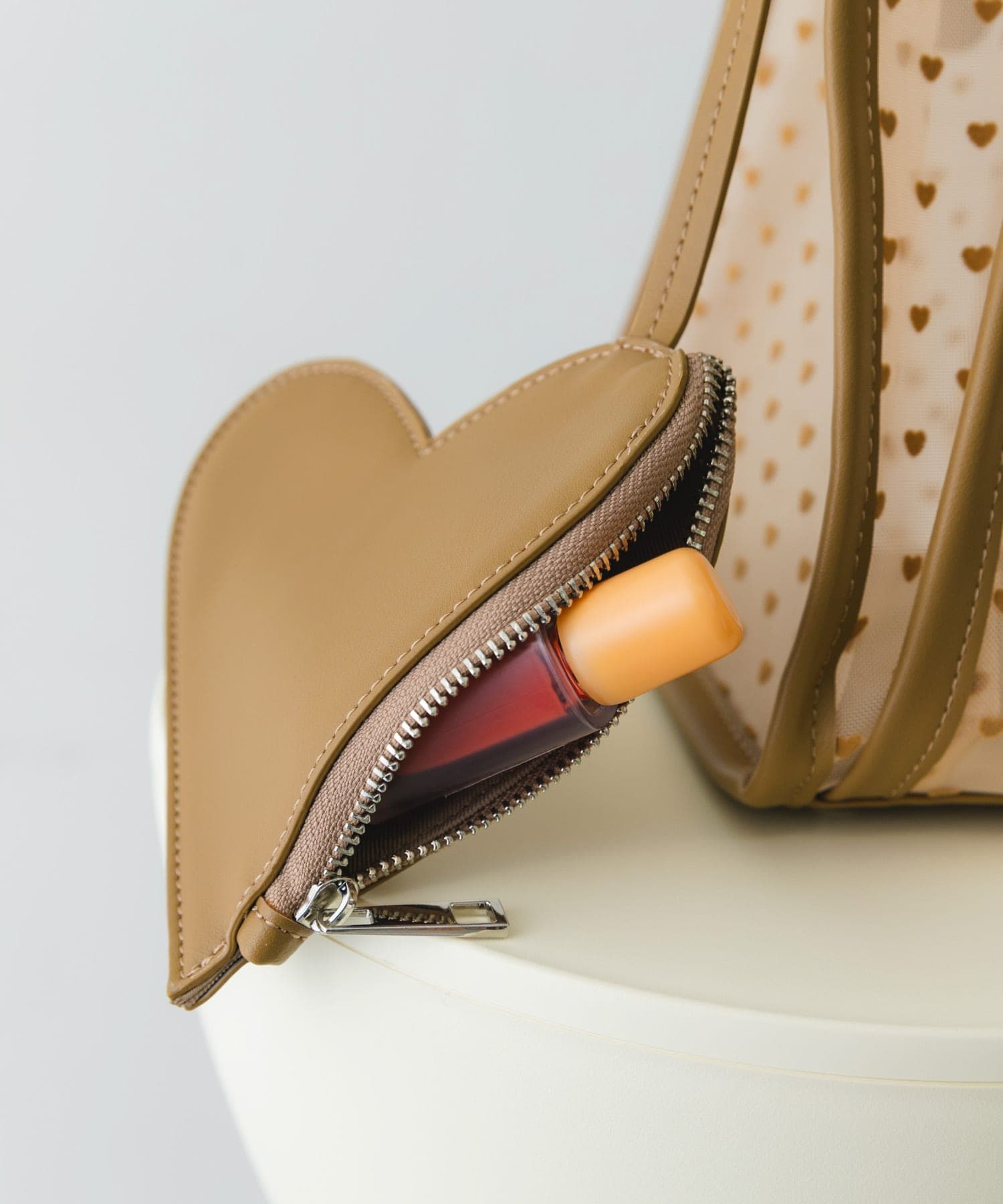 ハートシアーハンドバッグ BEIGE one