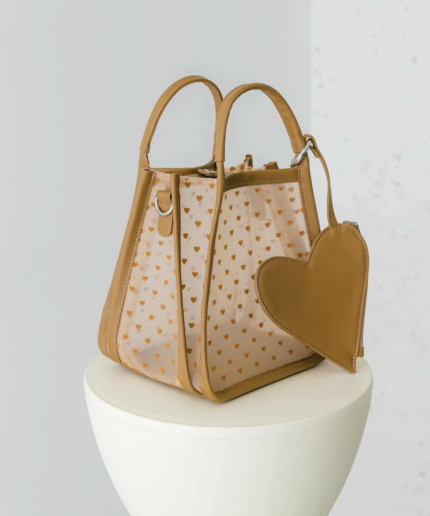 ハートシアーハンドバッグ BEIGE one
