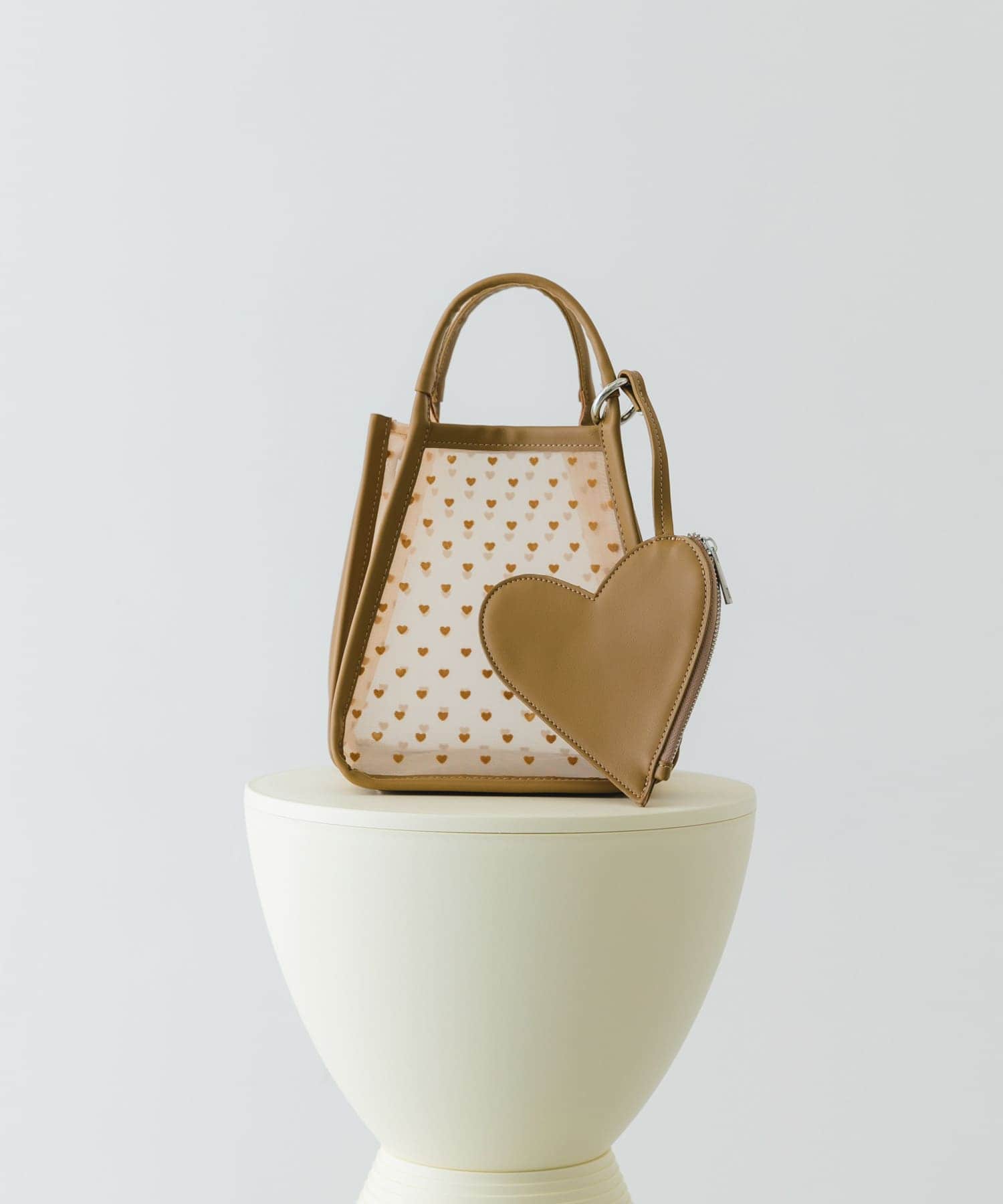 ハートシアーハンドバッグ BEIGE one