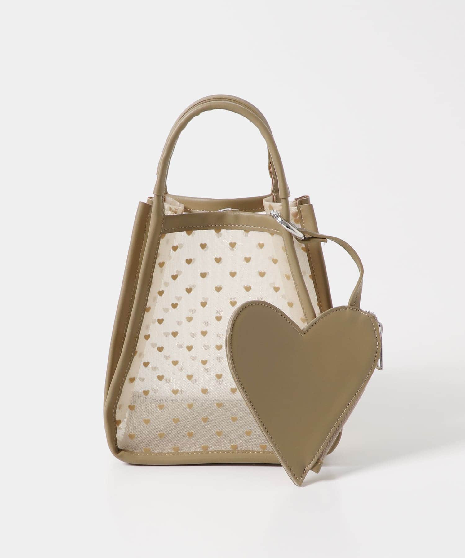 ハートシアーハンドバッグ BEIGE one