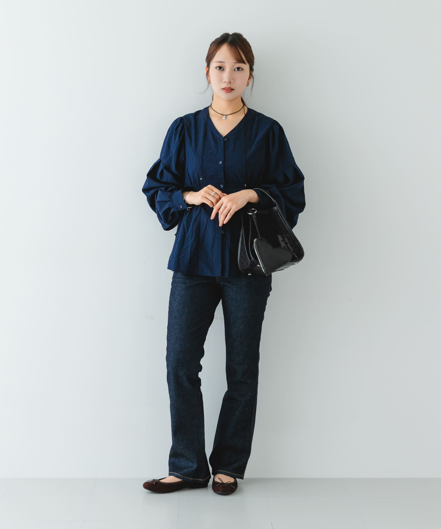 ハートシアーハンドバッグ BLACK one