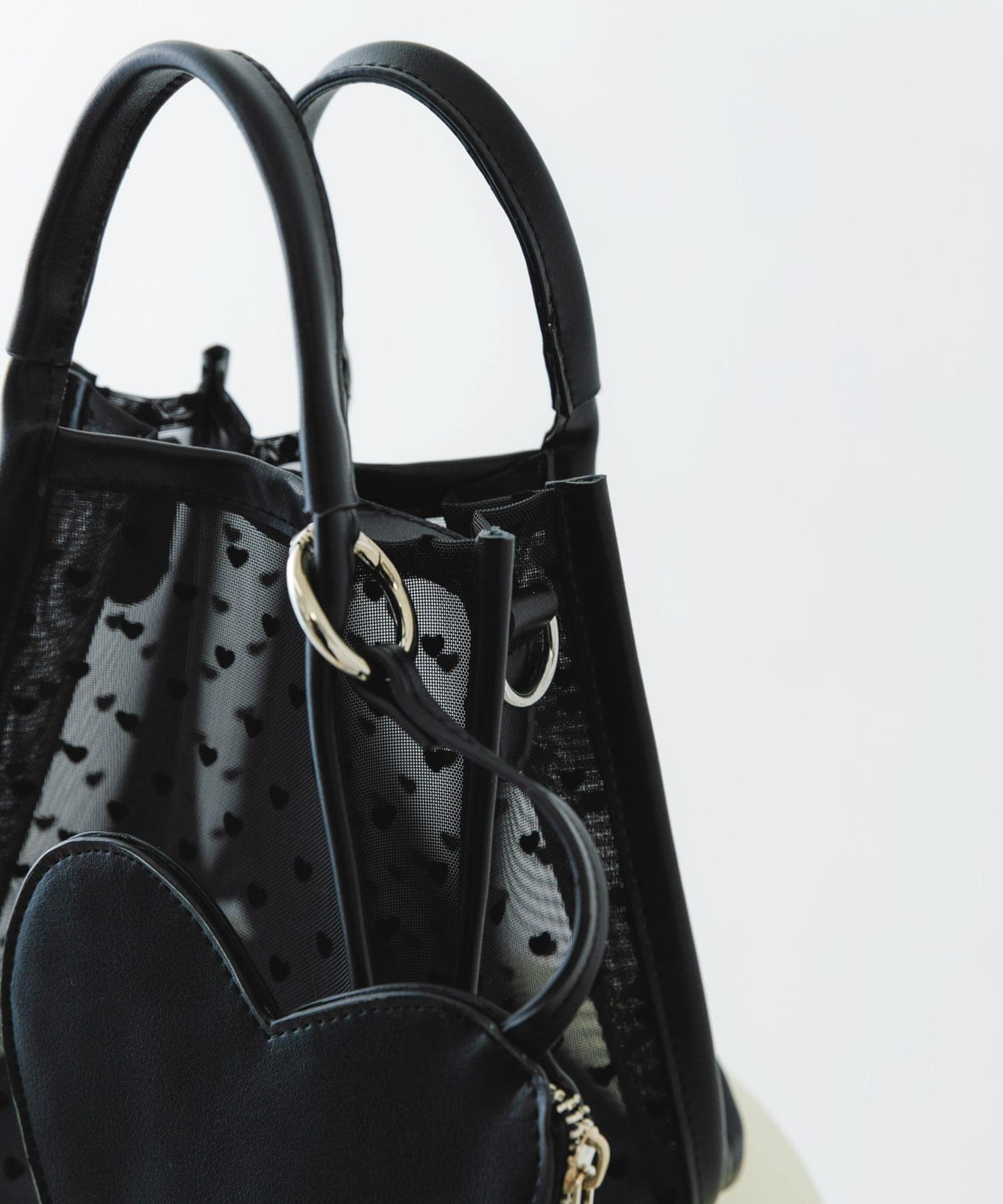 ハートシアーハンドバッグ BLACK one