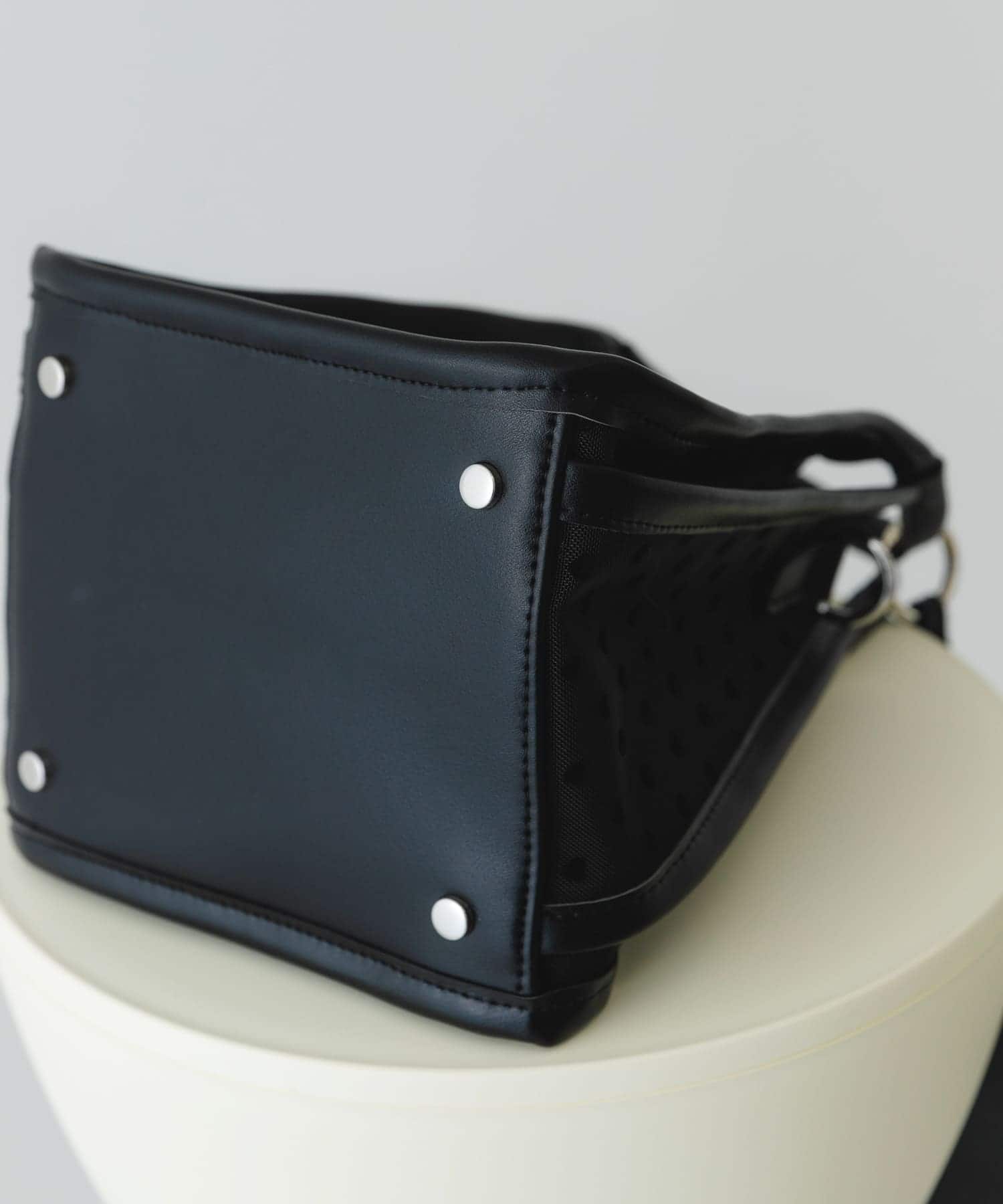 ハートシアーハンドバッグ BLACK one