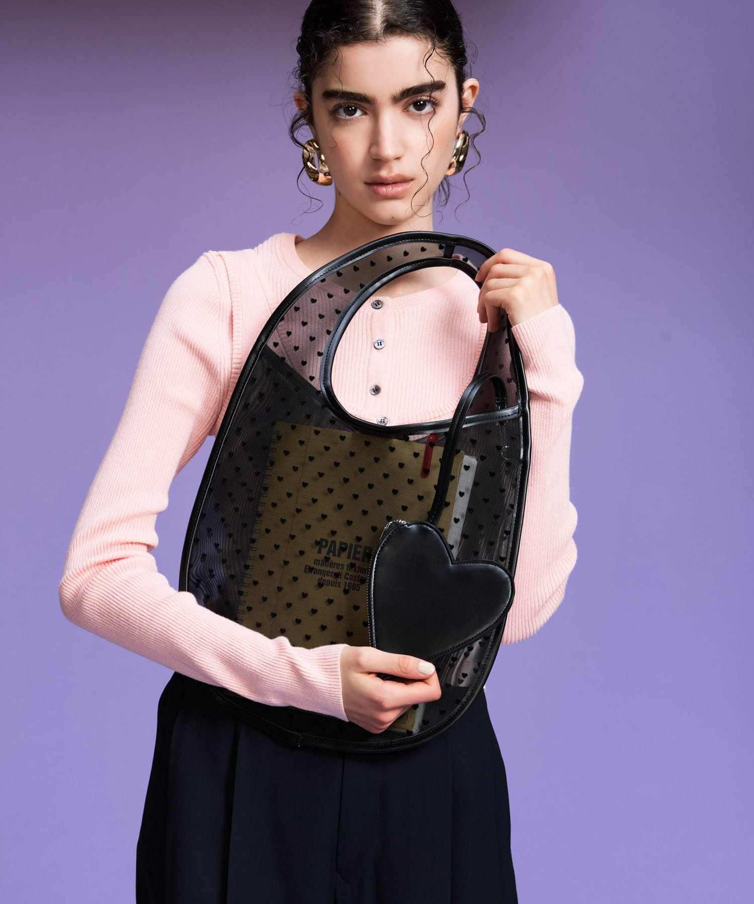 ハートシアートートバッグ BLACK one