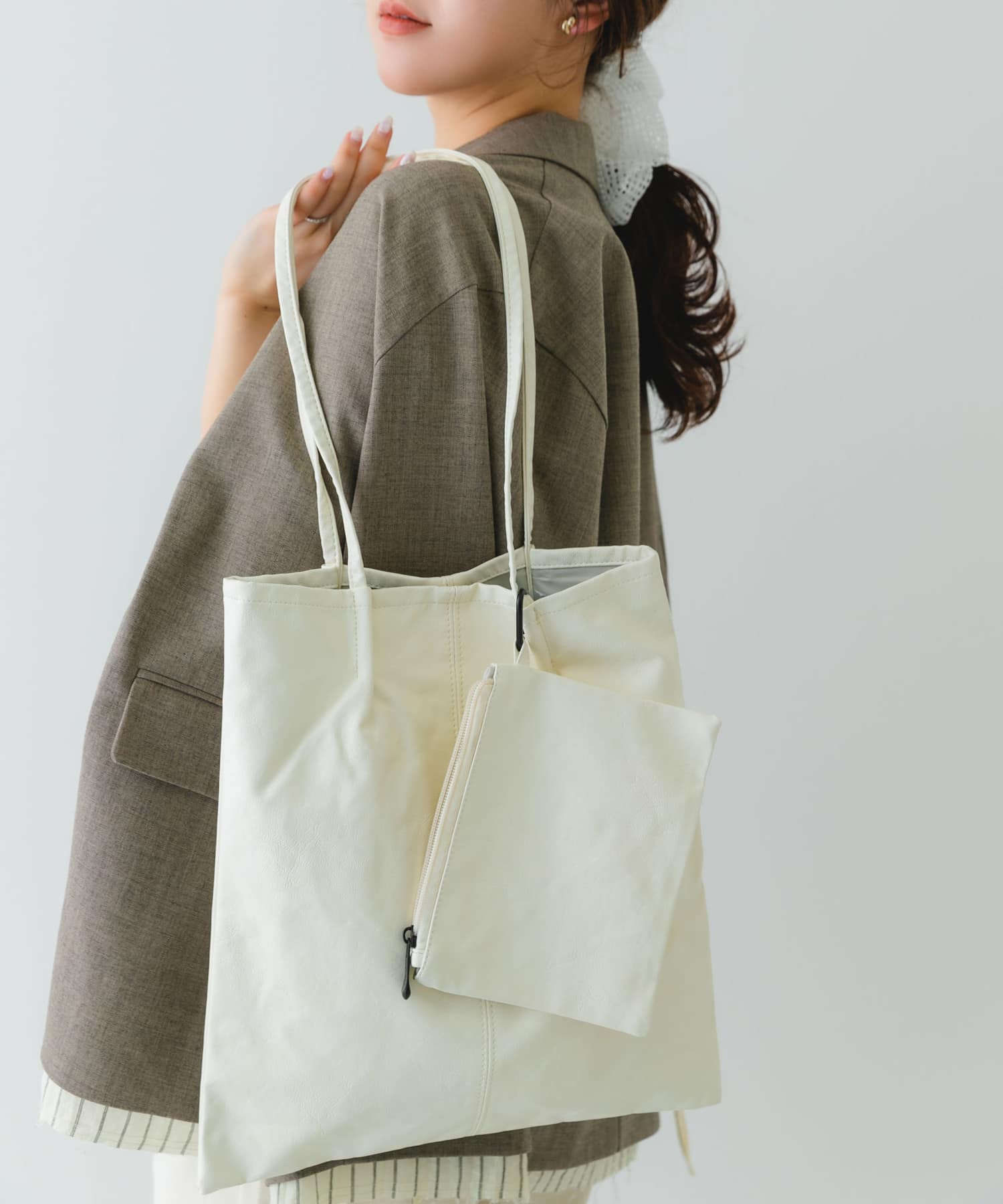 ウォッシャブルコンパクトトートバッグ WHITE one