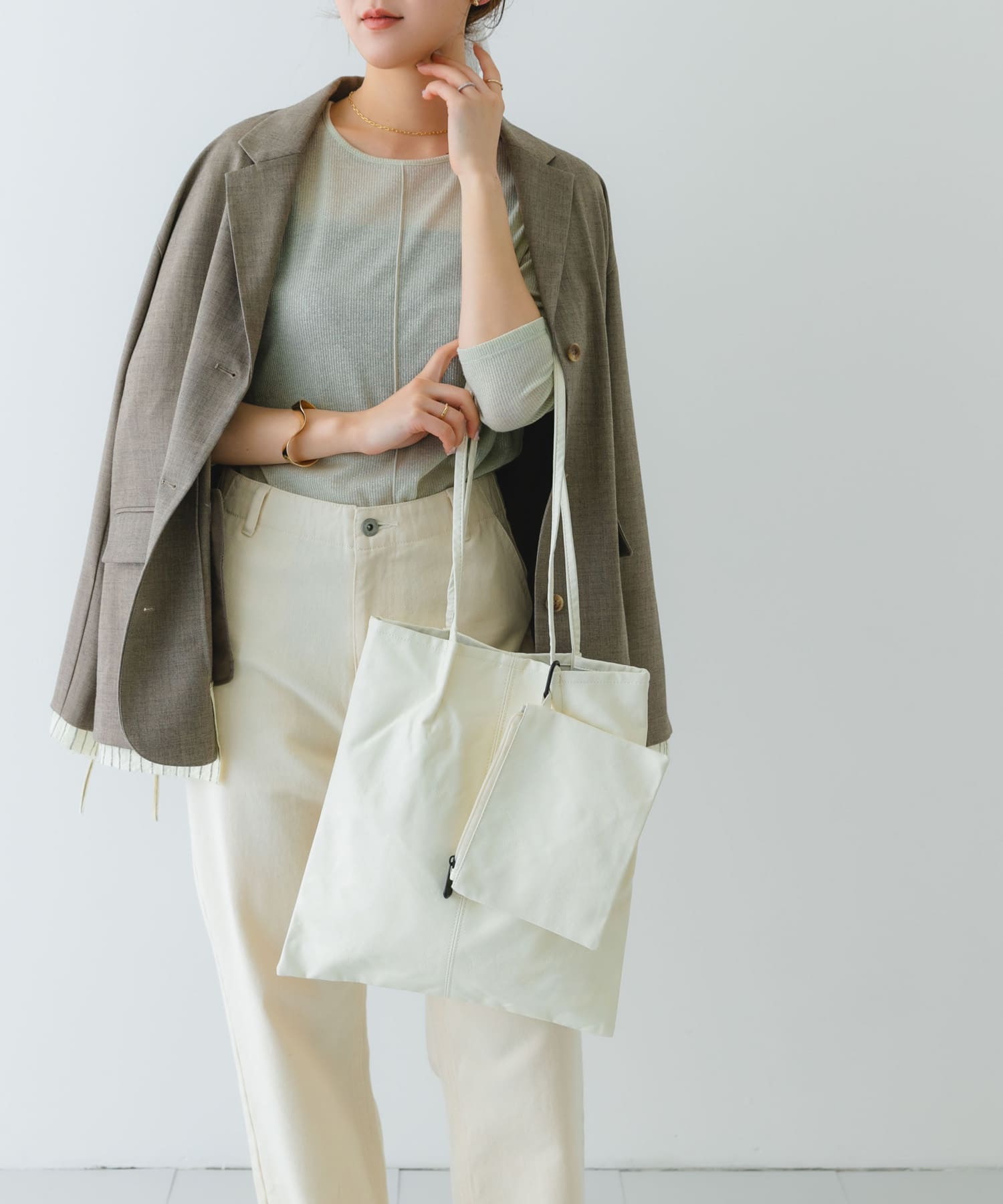 ウォッシャブルコンパクトトートバッグ WHITE one