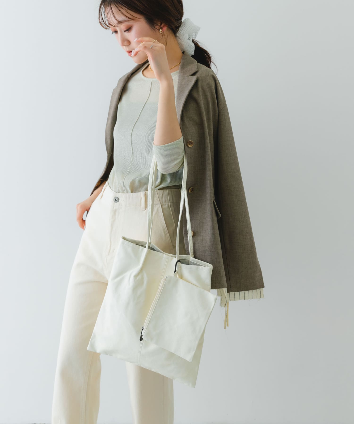 ウォッシャブルコンパクトトートバッグ WHITE one