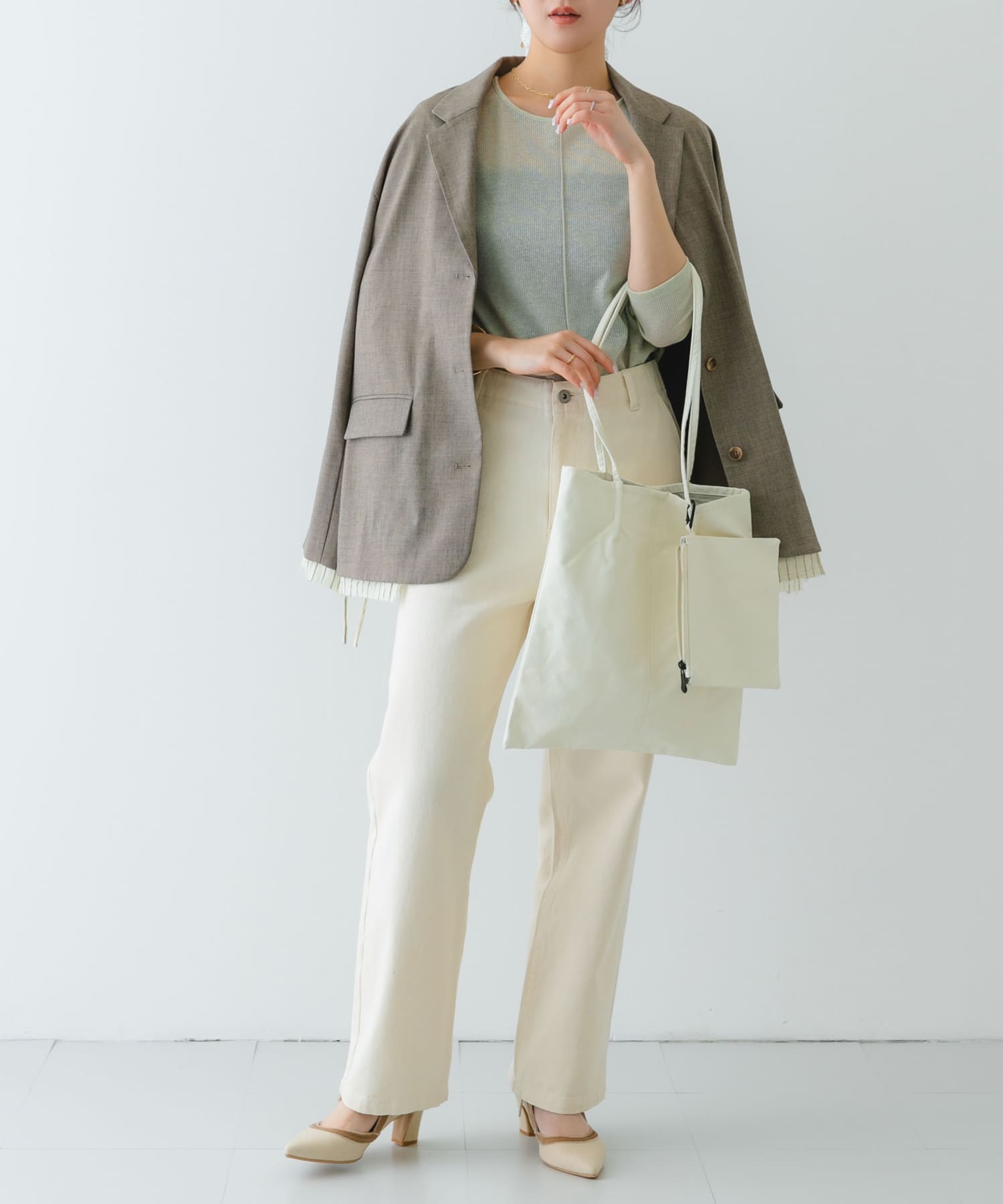 ウォッシャブルコンパクトトートバッグ WHITE one