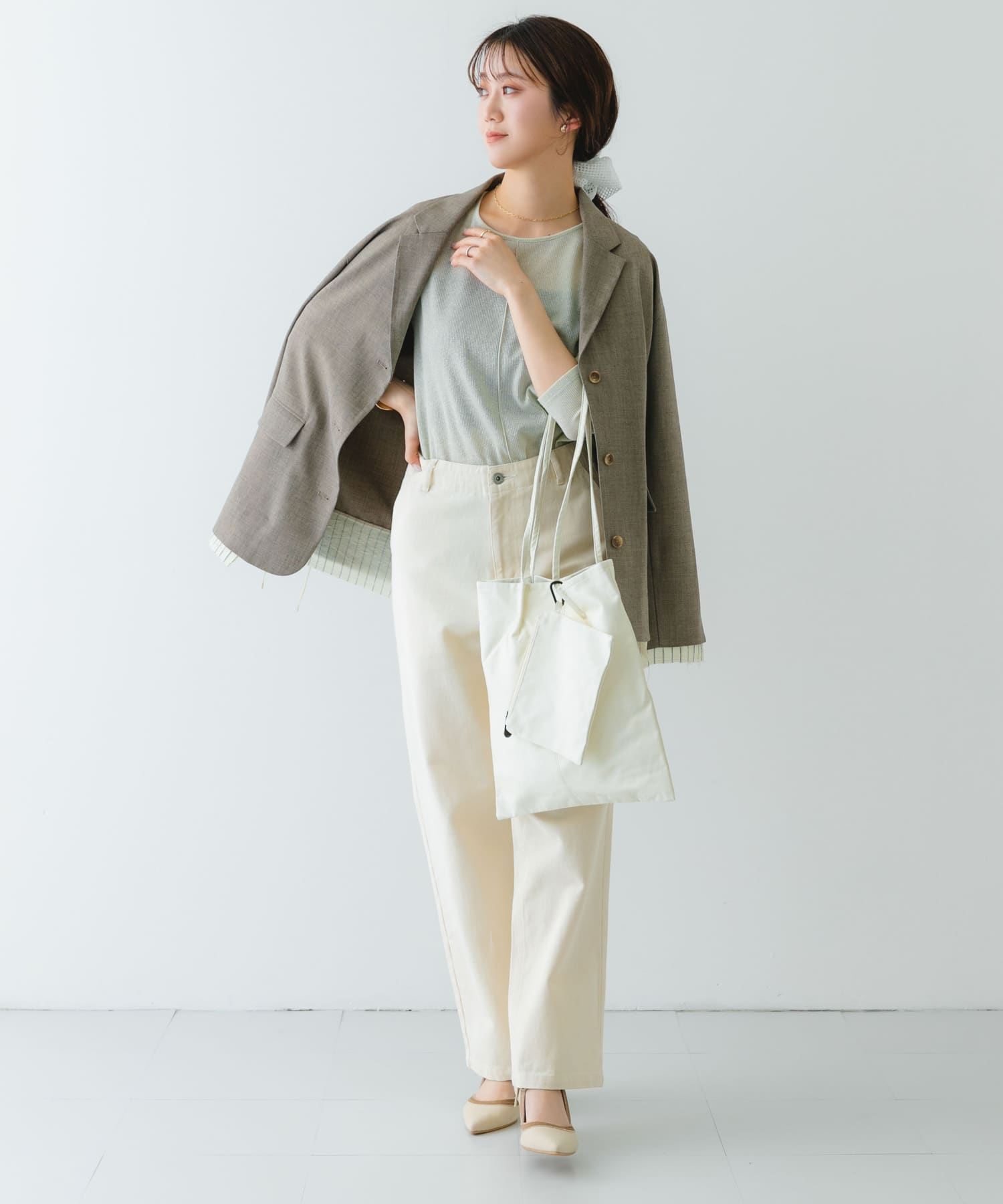 ウォッシャブルコンパクトトートバッグ WHITE one
