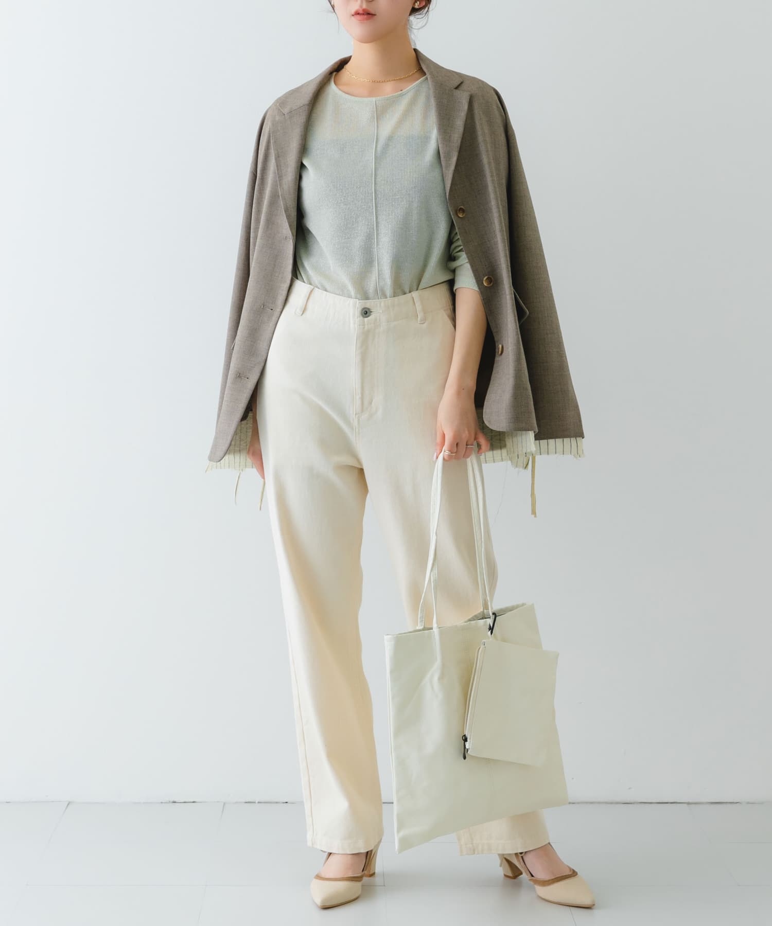 ウォッシャブルコンパクトトートバッグ WHITE one
