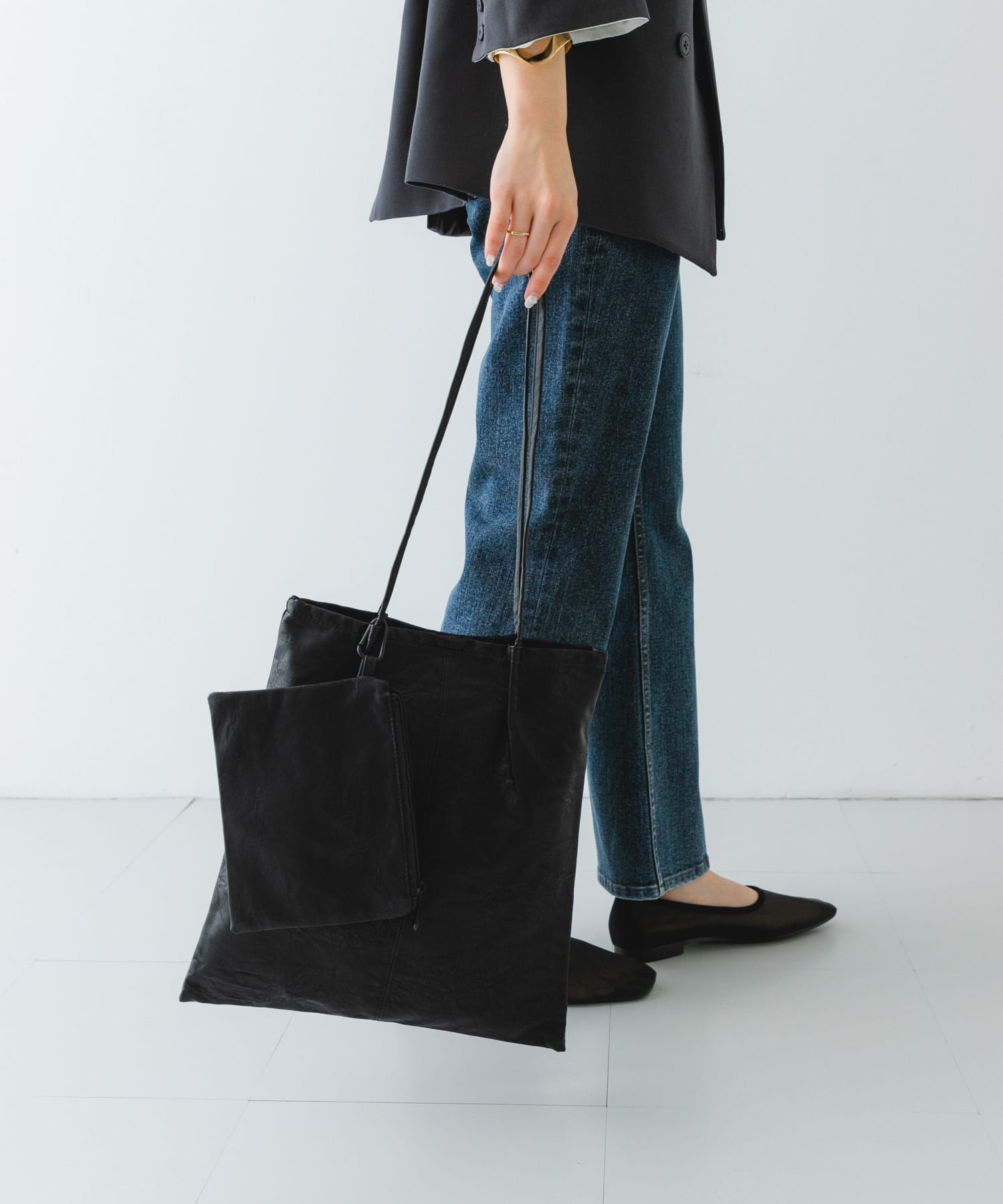 ウォッシャブルコンパクトトートバッグ BLACK one