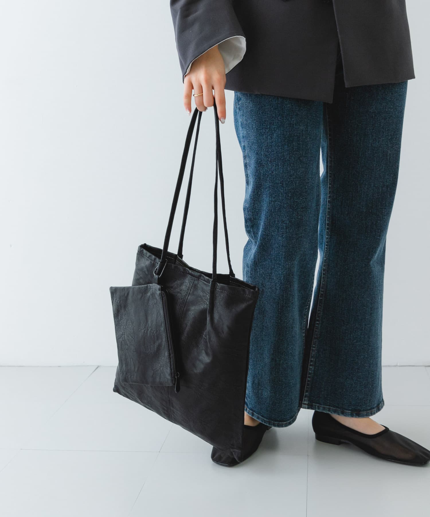 ウォッシャブルコンパクトトートバッグ BLACK one