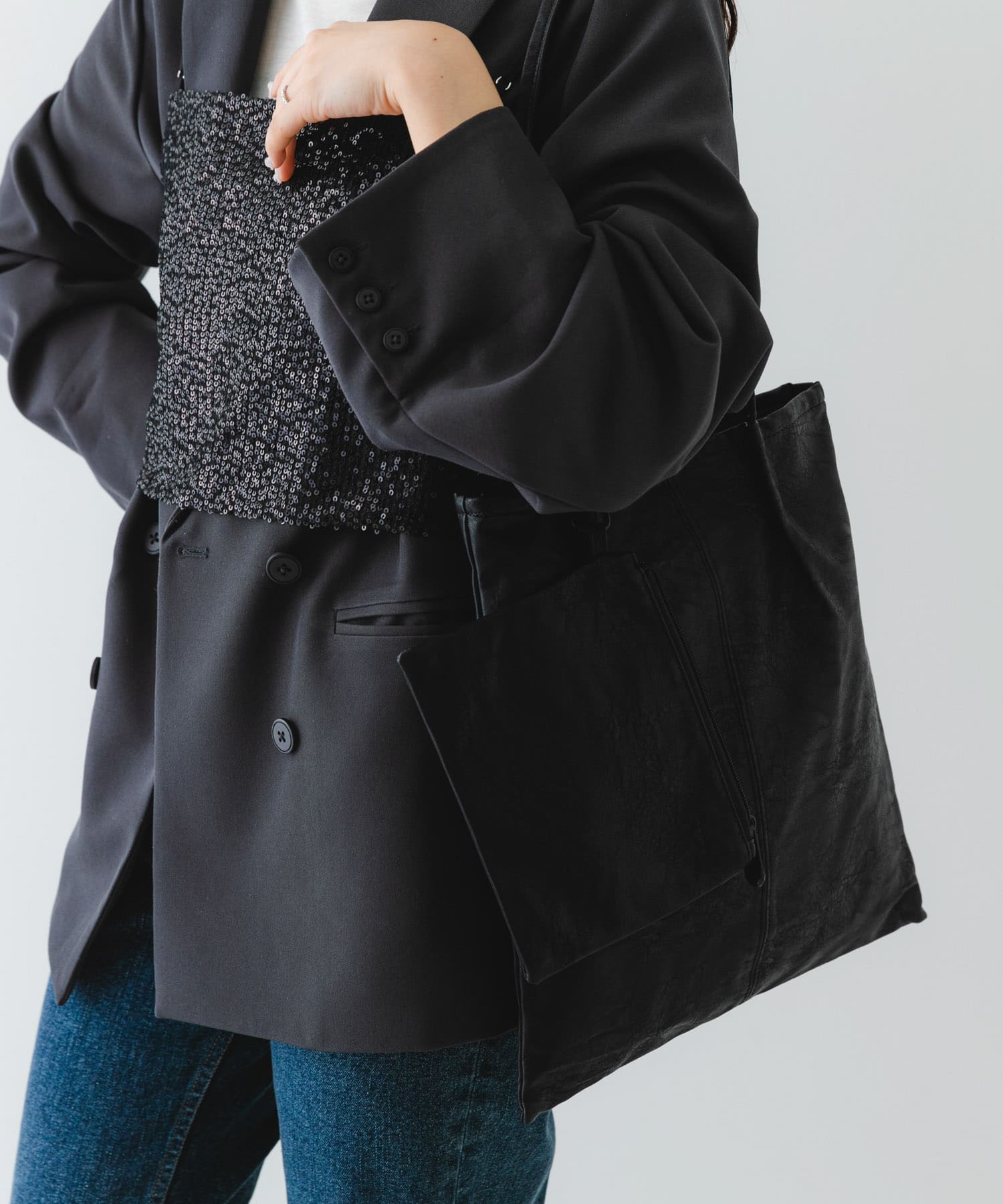 ウォッシャブルコンパクトトートバッグ BLACK one