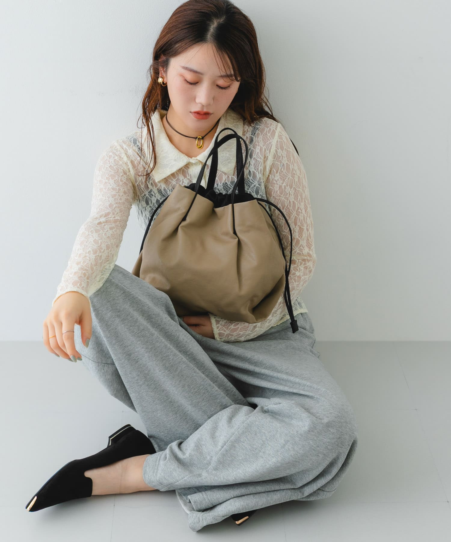 ウォッシャブルショルダーバッグ『Msize』 BEIGE one